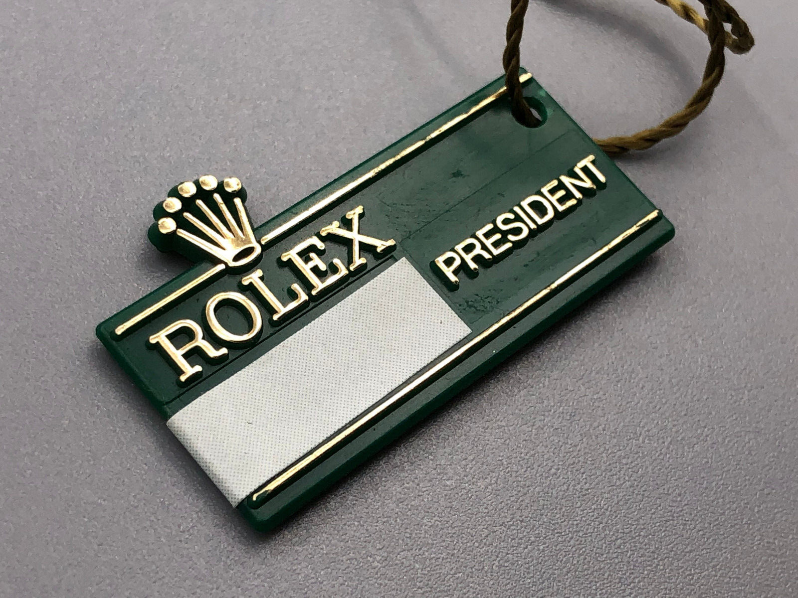 VINTAGE 70s 80s GENUINE BIG CROWN ROLEX PRESIDENT GREEN HANG TAG