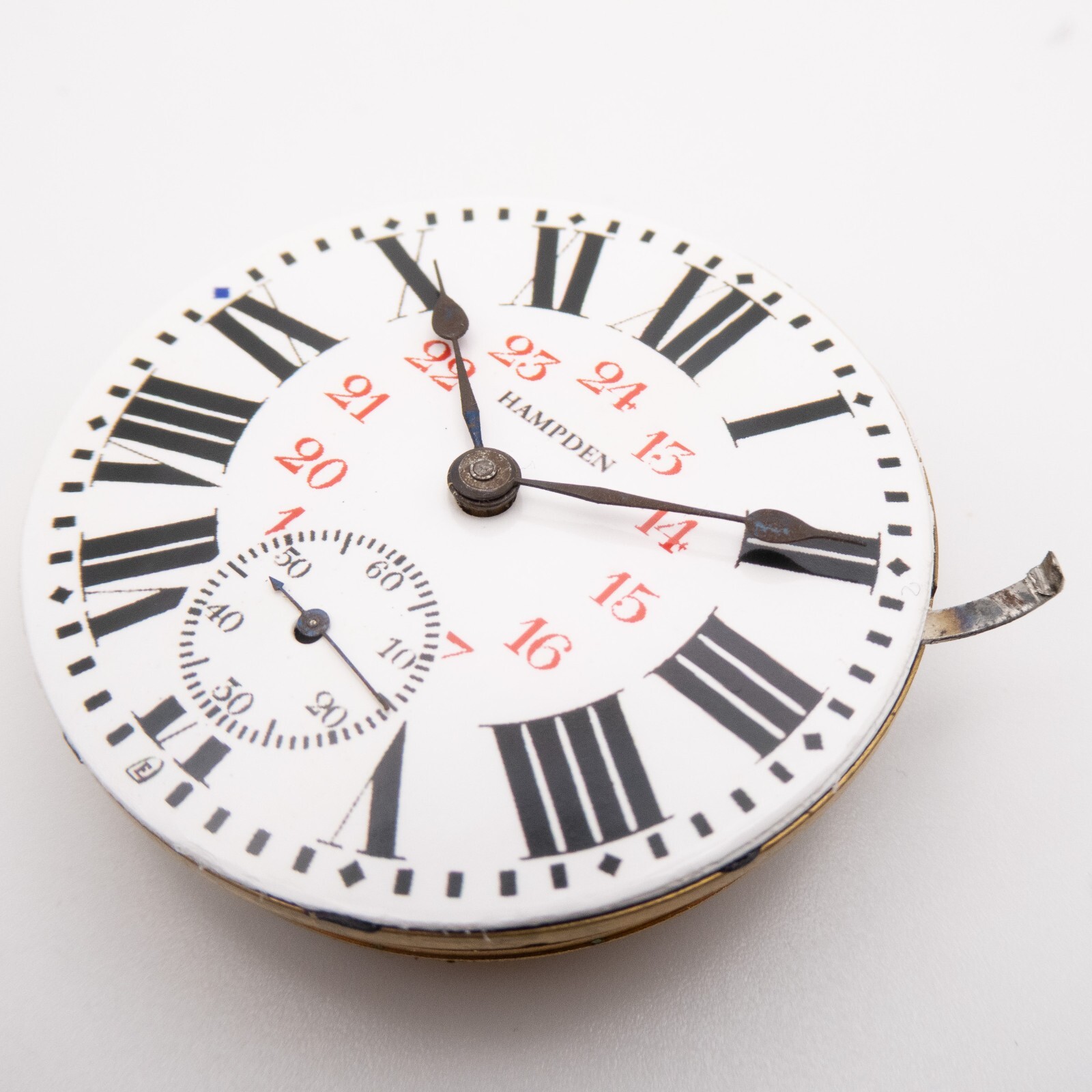 Hampden Grade Champion 18-Size Antique Pocket Watch Movement, 24-Hour Dial