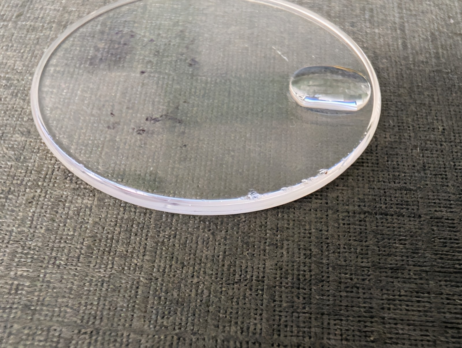 Genuine Rolex 246c Midsize Sapphire Crystal used, 25.3mm diameter loupe cracks