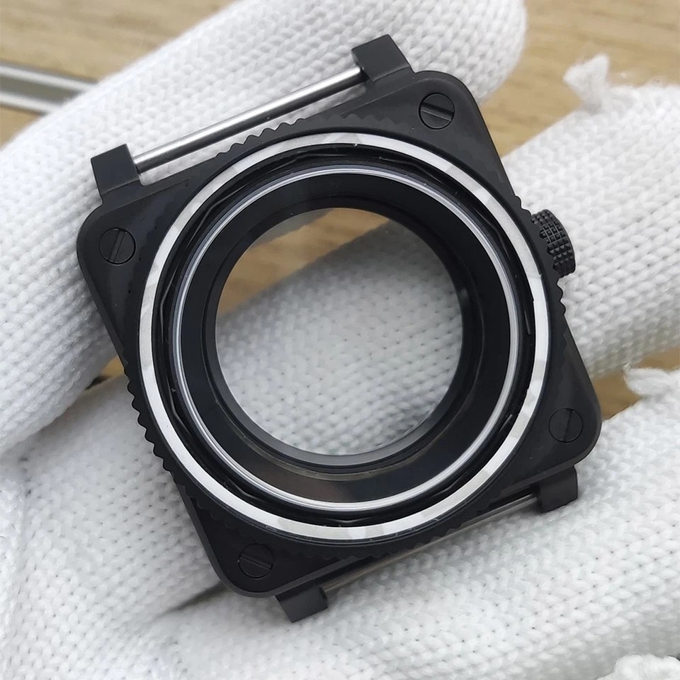 42mm Stainless Steel Square Watch Case Sapphire Glass For NH35/NH36 Movement