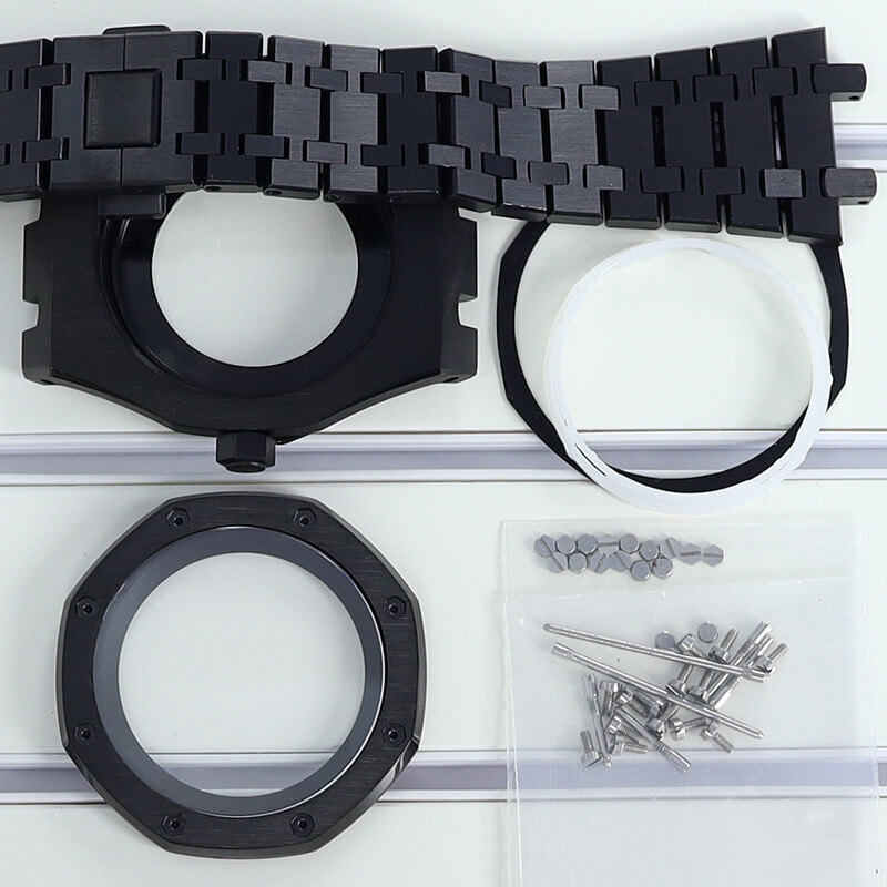 41mm Black Octagon Watch Kit Chapter Ring Sapphire For Seiko NH34 NH35 NH36 NH38
