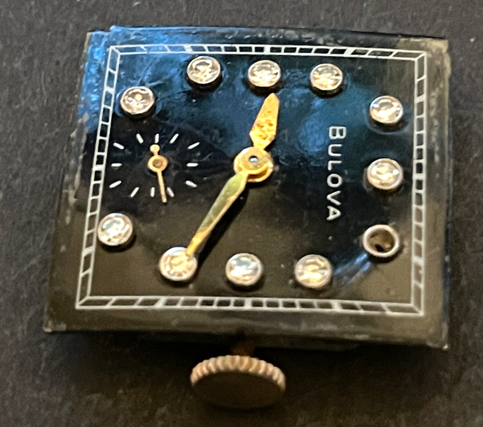 Vintage Bulova Cal 8AH Men’s Watch Movement Running Black Diamond 8 Dial AH 17j