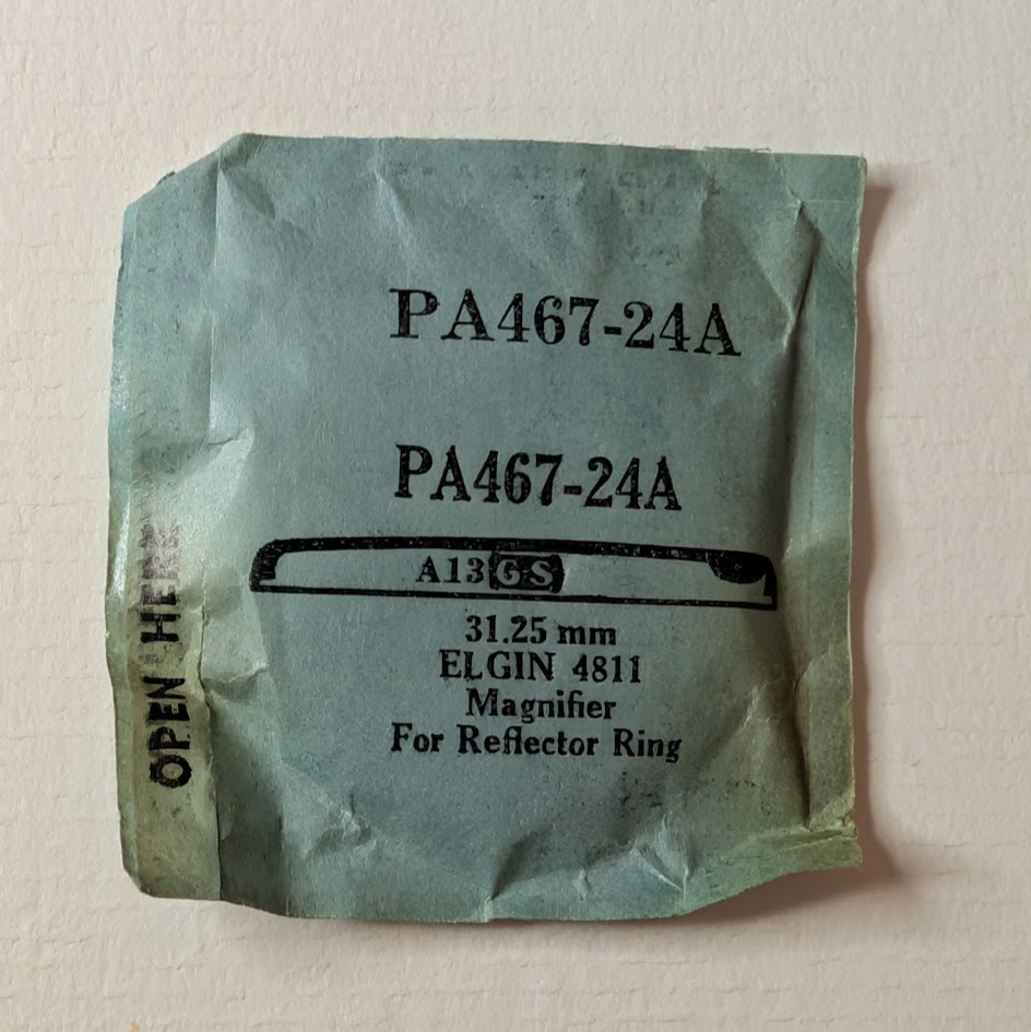 GS PA467-24A Watch Crystal 31.25mm Elgin 4811 NOS Magnifier Reflector Ring