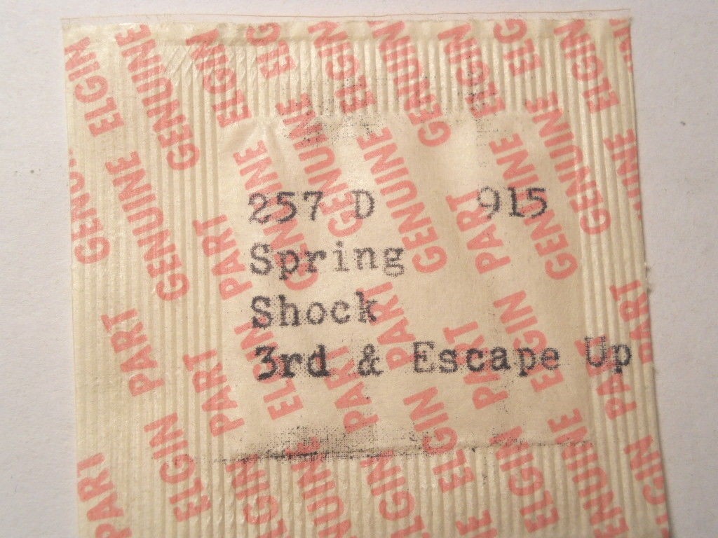 ELGIN 915 Factory Watch Replacement Part #257D – 3RD & ESCAPE UPPER SHOCK SPRING