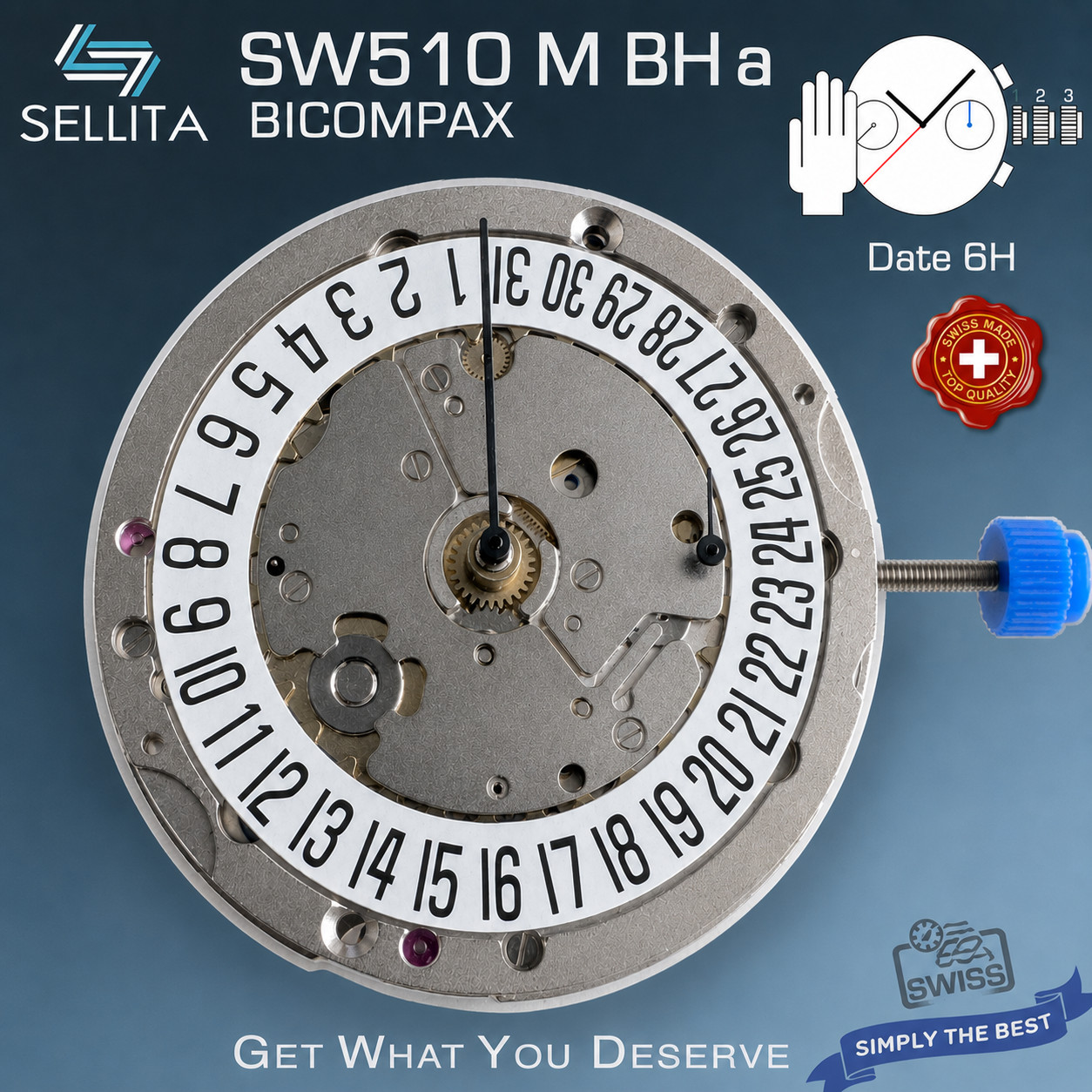 MOVEMENT MANUAL WIND SELLITA SW510 M BH A BICOMPAX CHRONOGRAPH