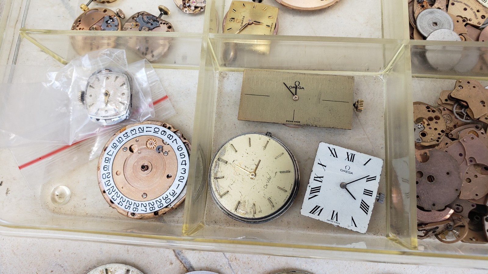 Huge Lot Of Omega Watch Movements & Dials & Parts