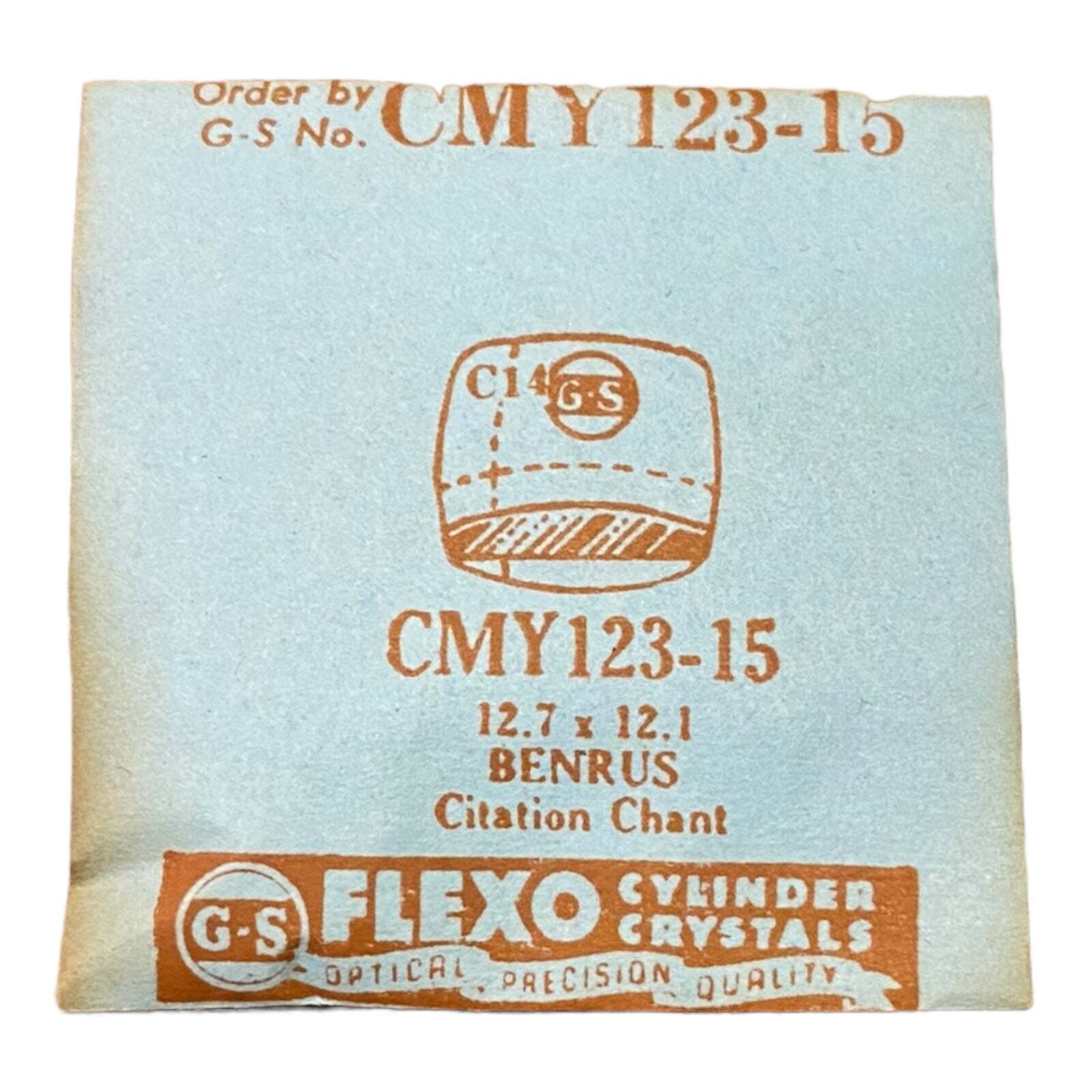 Germanow-Simon Mach (GS) CMY123-15 Watch Crystal 12.7×12.1 NOS Part Flexo Benrus
