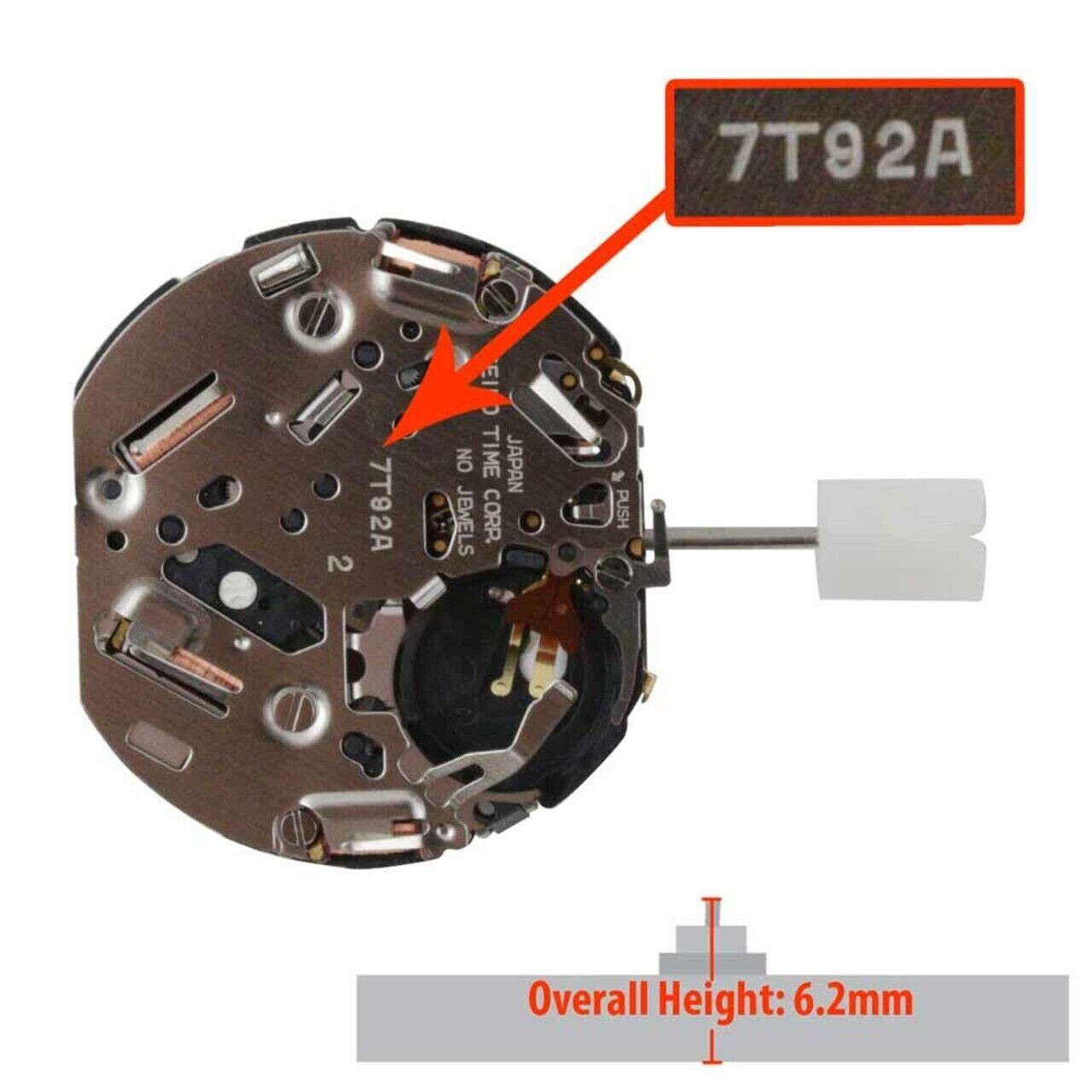 Seiko 7T92 / 7T92A Japan Made Quartz Watch Movement, 3 Hands Date at 3