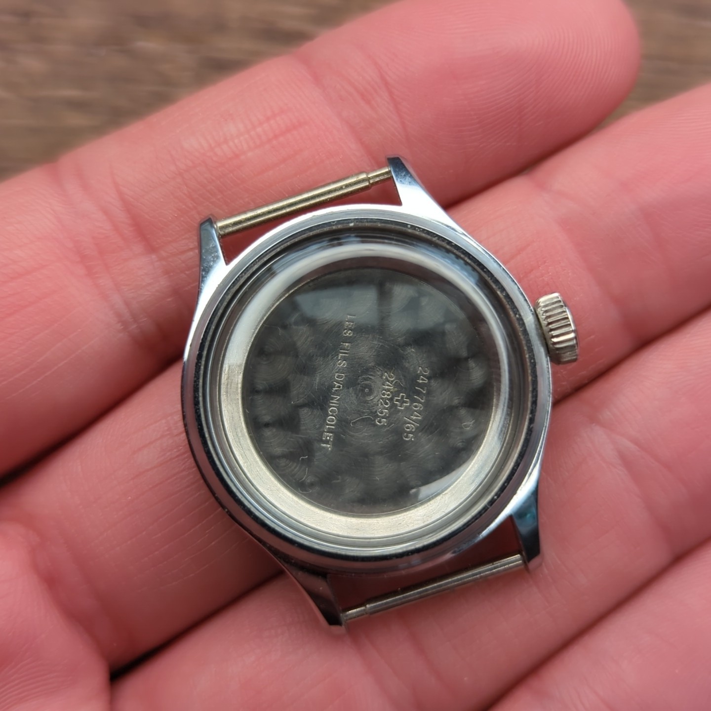 A. Nicolet Vintage 1940s Waterproof Watch Case NOS Swiss 31mm Patent (REF:WC)