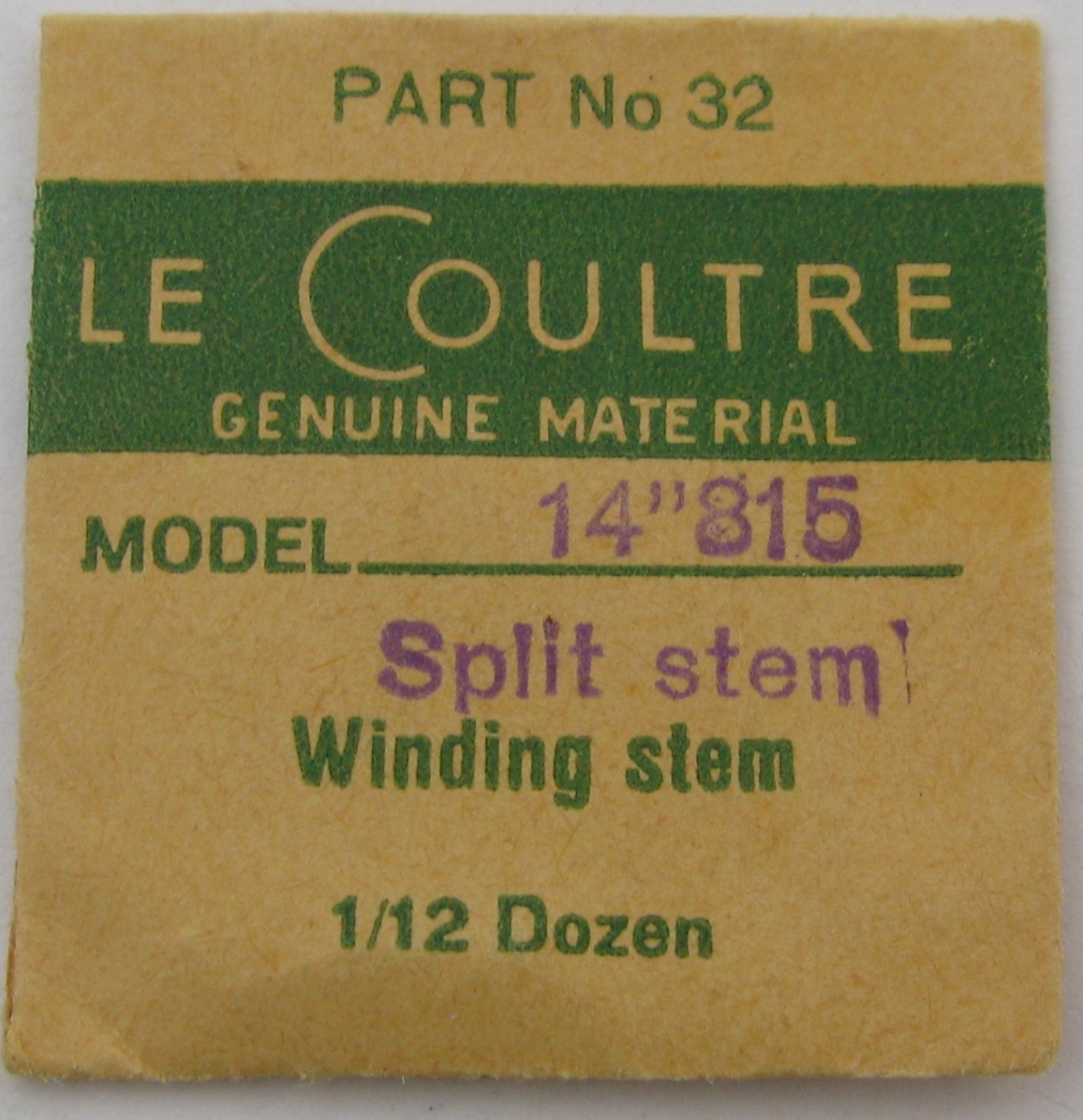 LeCoultre 815 watch part split winding stem #404