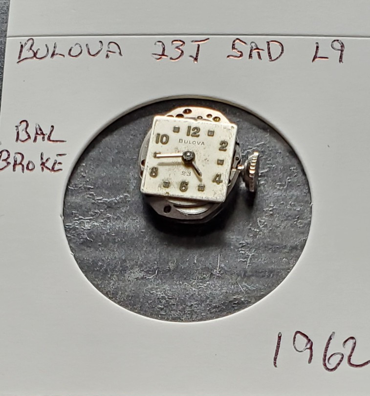 WOMENS BULOVA 23j 5AD L9 WRIST WATCH MOVEMENT #1962
