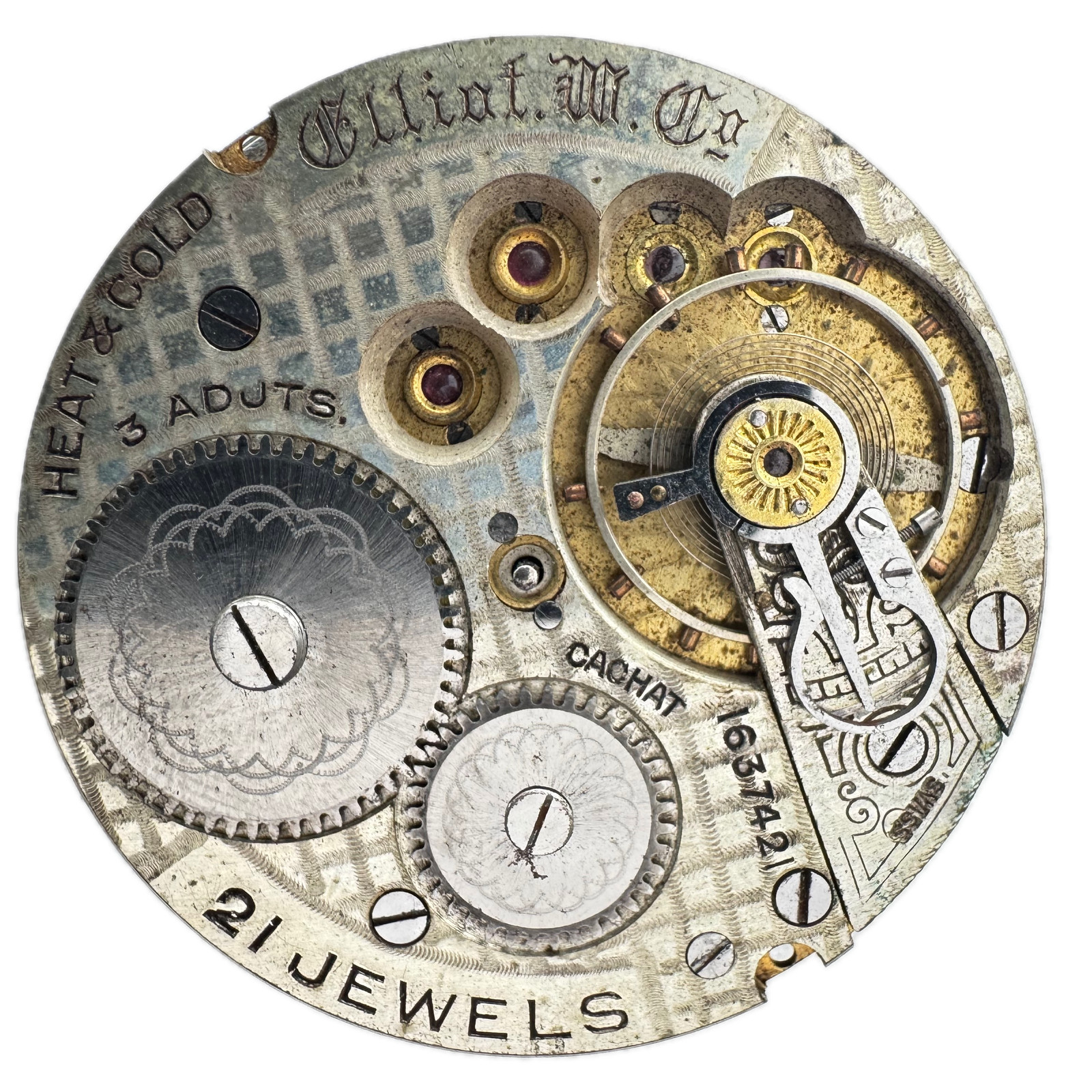 Antique Elliot Watch Co Double Sunk Dial Mechanical Pocket Watch Movement Swiss