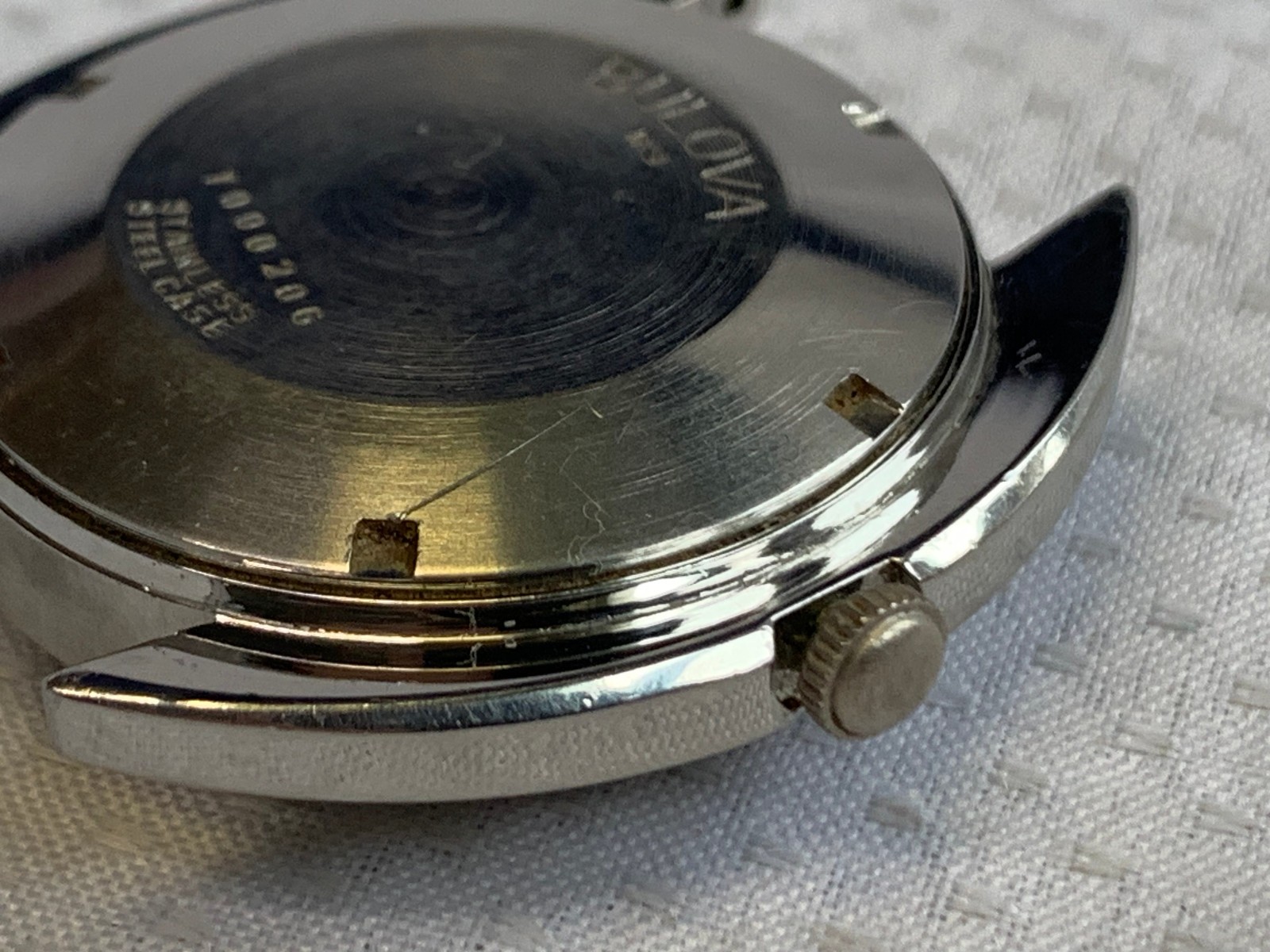 Vtg Bulova Mens Automatic Watch Face Red Dial Day Date Calendar *RUNNING*