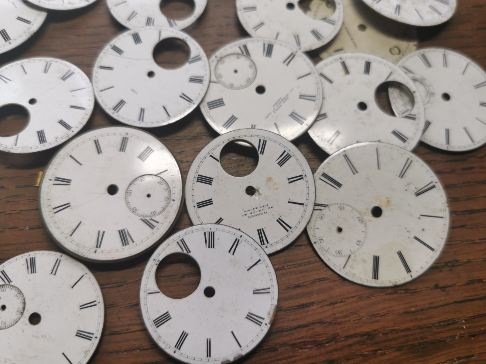 Pocket Watch Dials, Mostly Ceramic, Used, Various Sizes, Watchmaker Parts #R678