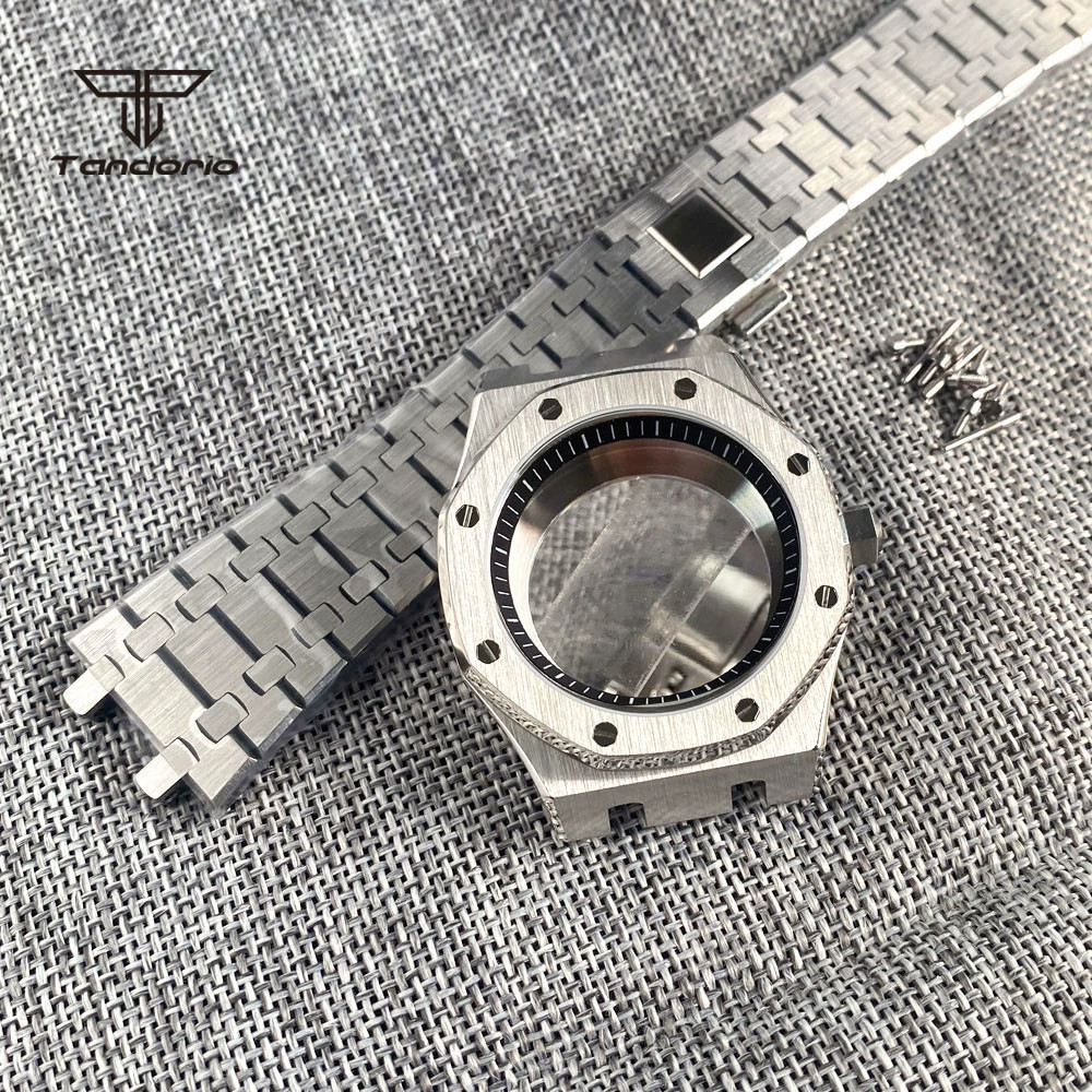 42mm Stainless Steel Watch Case Chapter Ring Sapphire Glass Fit Japan NH35 NH36