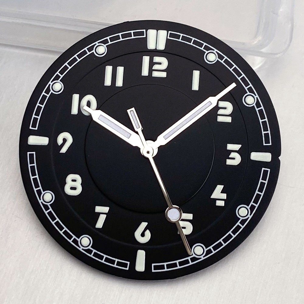33.5mm Pilot Watch Dial & Hands Arabic Numerals Fit NH35 NH38 Miyota8215 PT5000