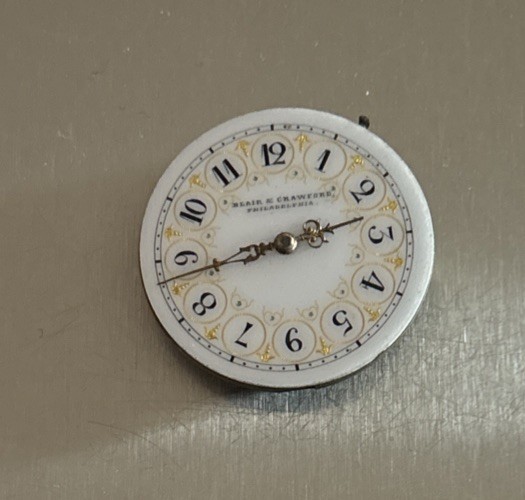 Antique Blair & Crawford Philadelphia Pocket Watch Movement Fancy face & Crystal