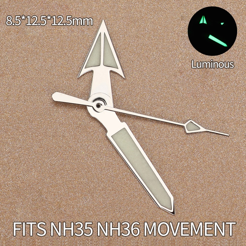 Super Green Luminous Arrow Watch Hands Parts for Seiko NH35 Movement 28.5mm Dial