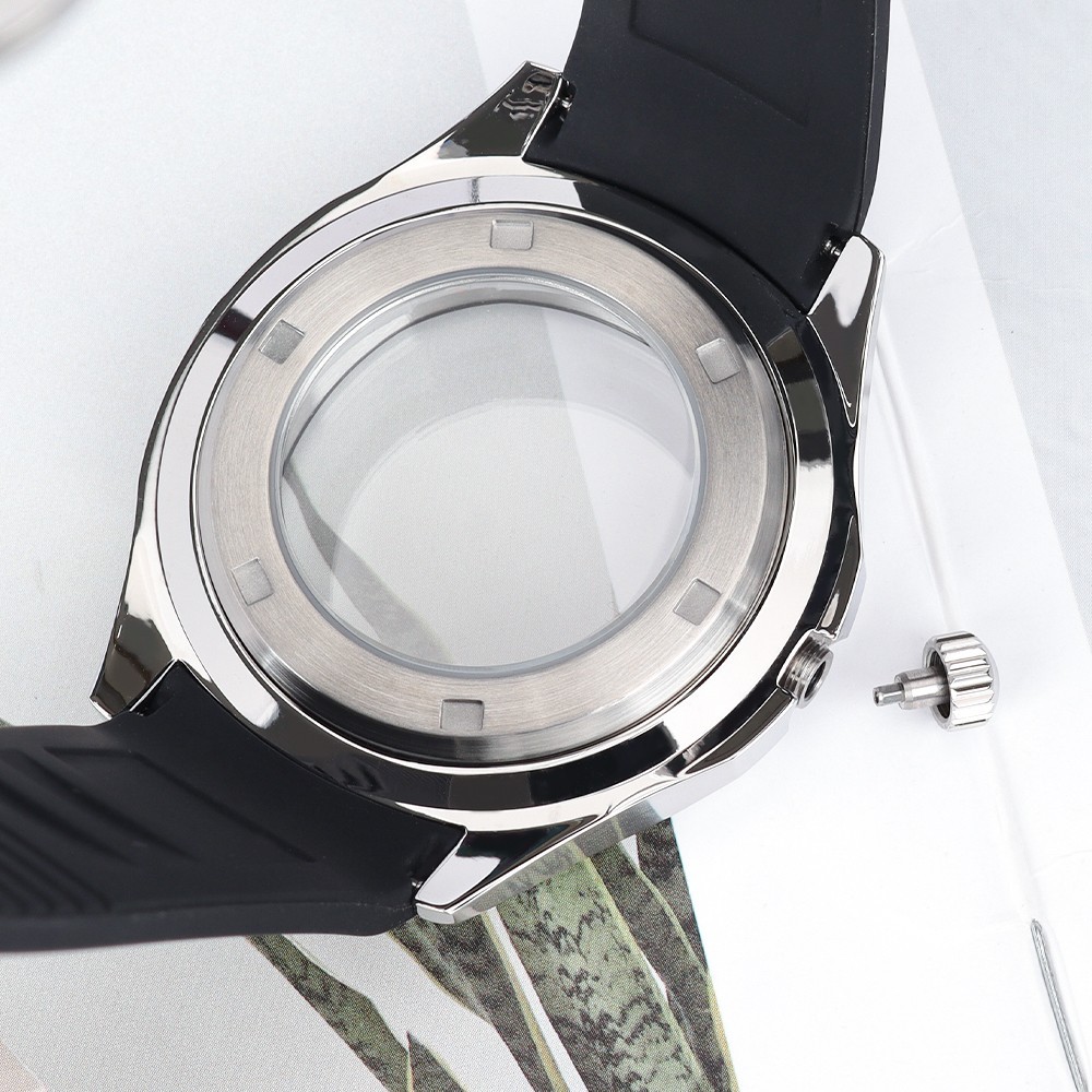 FEIYASHI NH35 Watch Case Classic Silver 45mm+Soft Strap For Seiko NH35 Movement