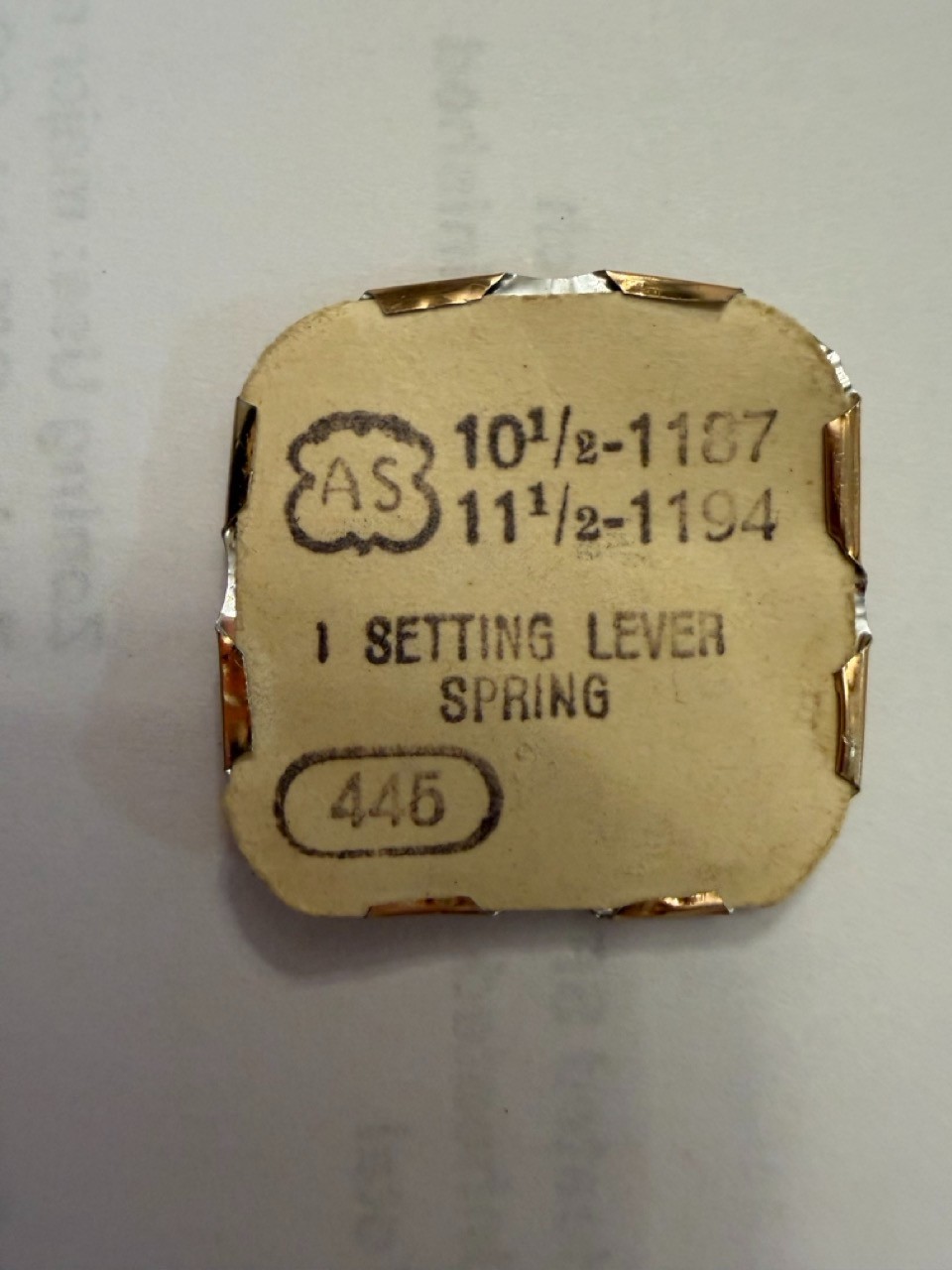 AS A SCHILD PART 445 SETTING LEVER SPRING – SET BRIDGE CAL 1012 1677 SIZE 5 1/2