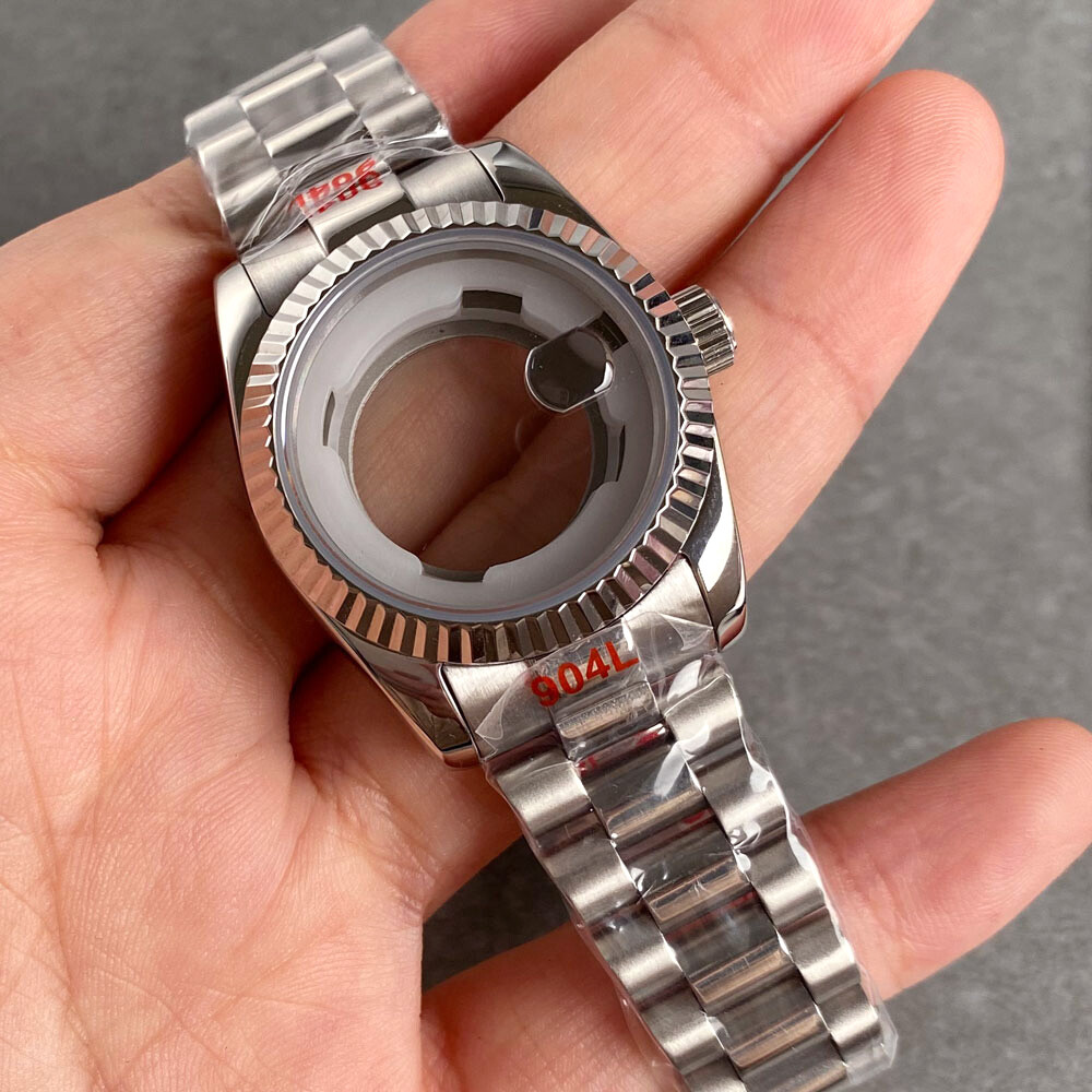31mm Fluted Bezel Women Watch Case For NH05 NH06 Automatic Bracelet Sapphire