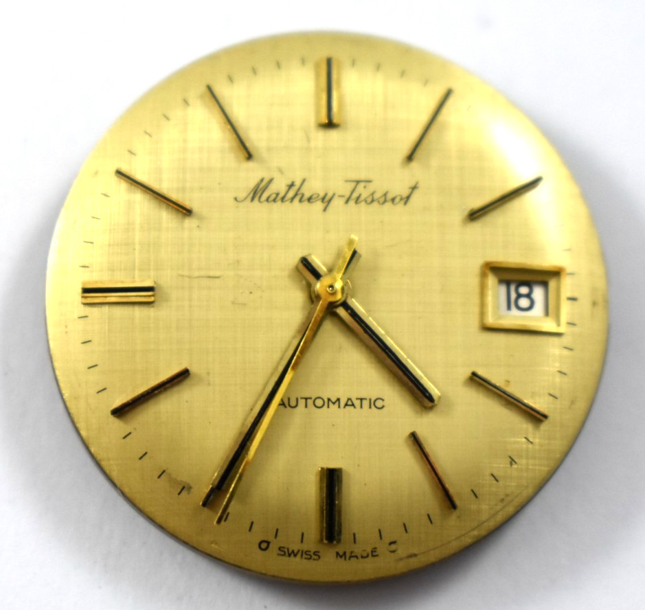 Vintage Mathey Tissot 719 17J Automatic Date Wrist Watch Movement lot.wi