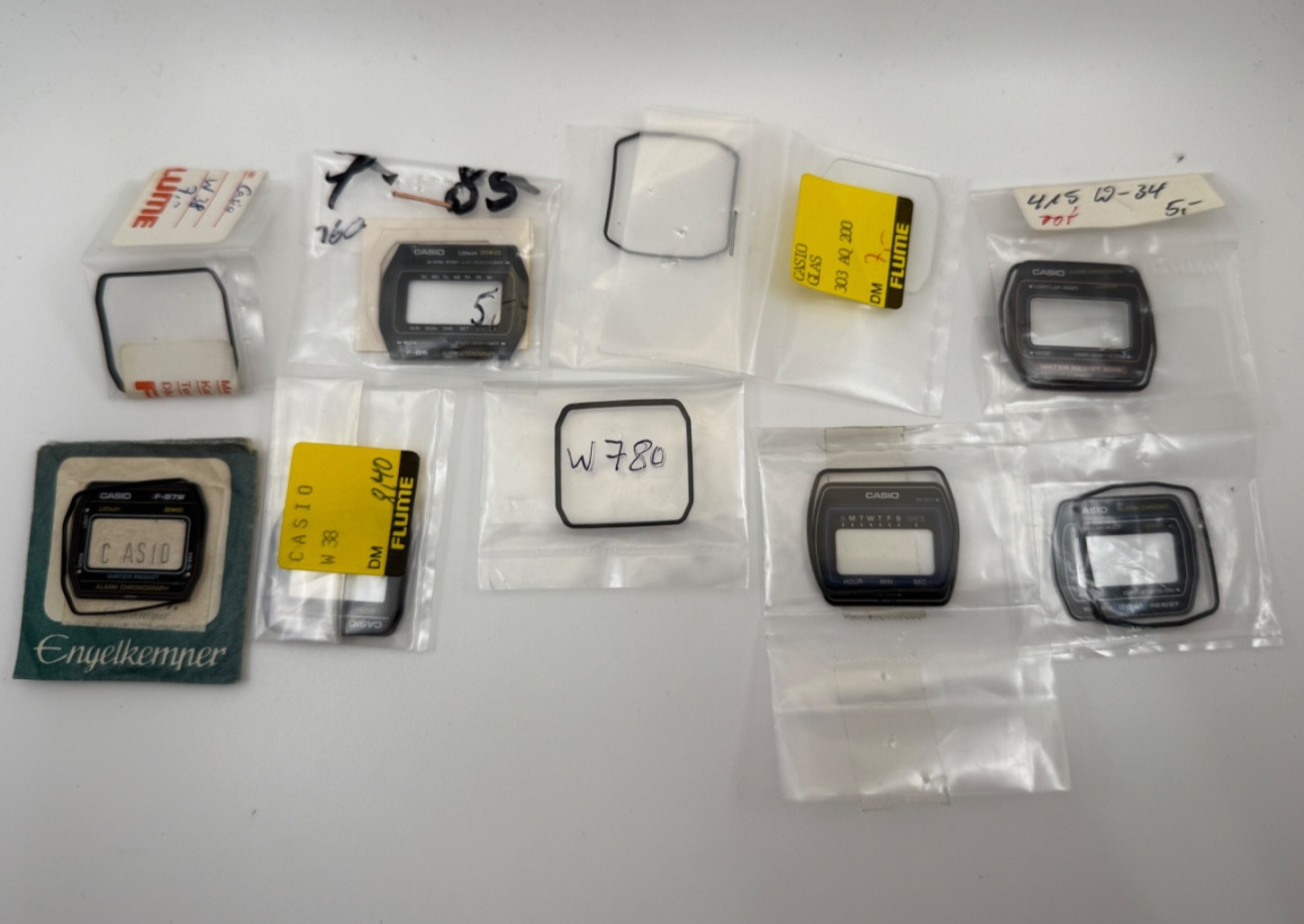 NOS Casio Watch Plexi Glass / Plastic Crystal and Gasket Lot