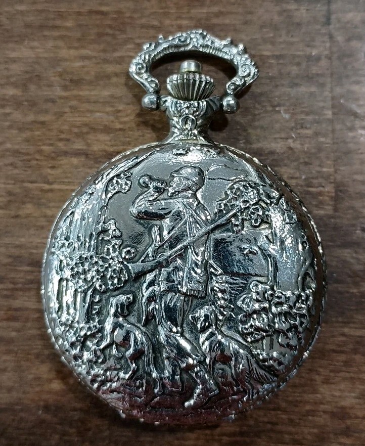 hunting scene pocket Watch lifestar watch – 46.5 mm – for parts Or Need Battery