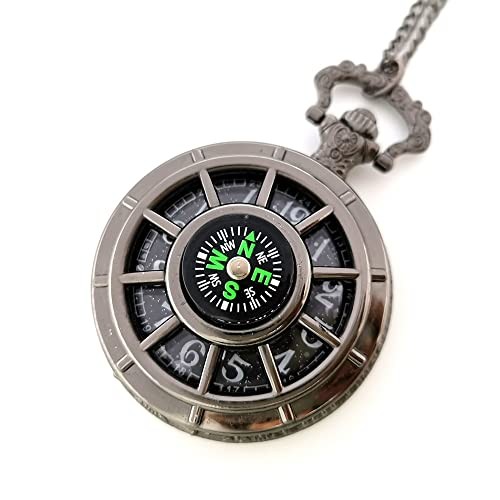 Men’s Retro Multifunctional Pocket Watch,Quartz Compass Gift Pocket
