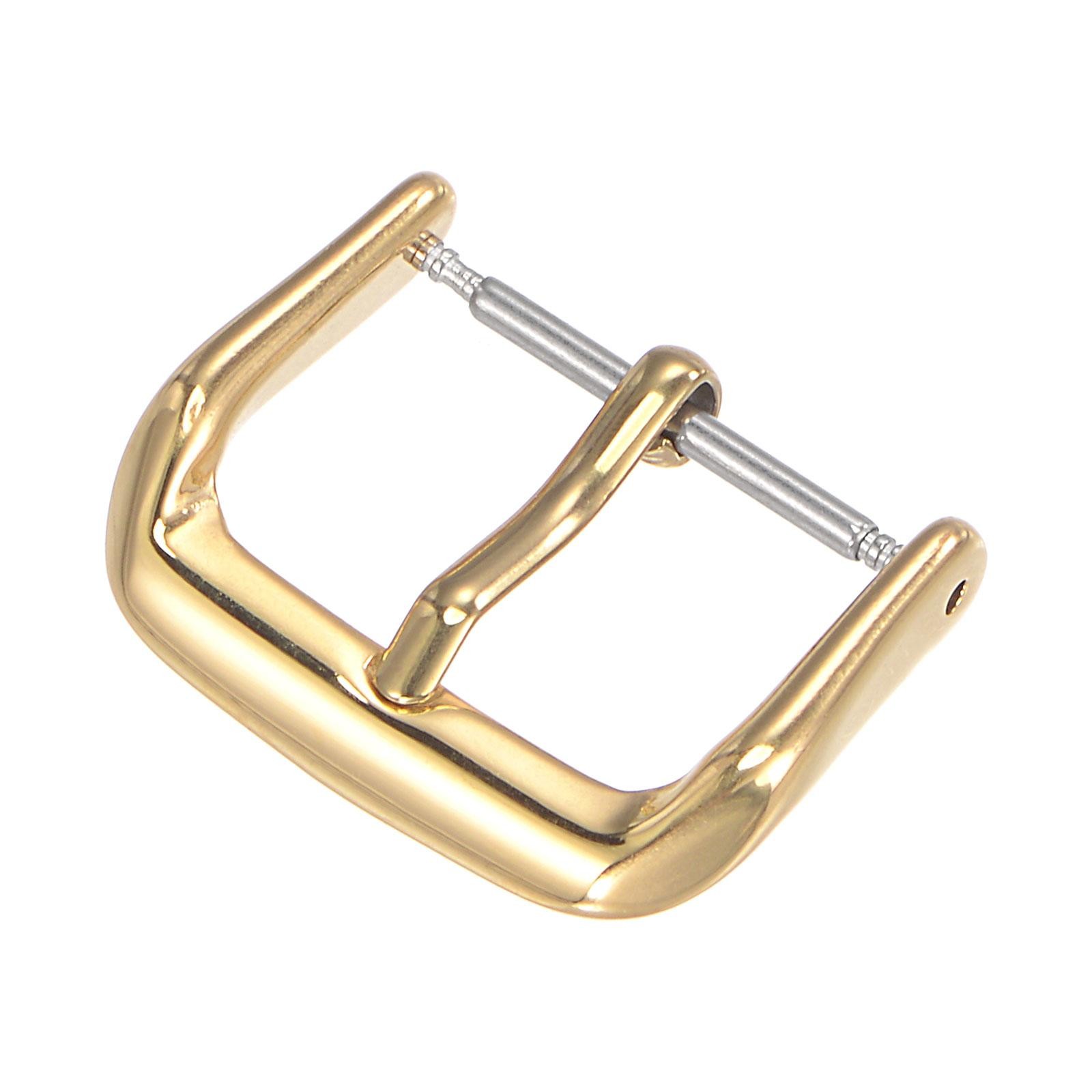 Buckle strap watch, 316 polished stainless steel, gold shades for 18mm