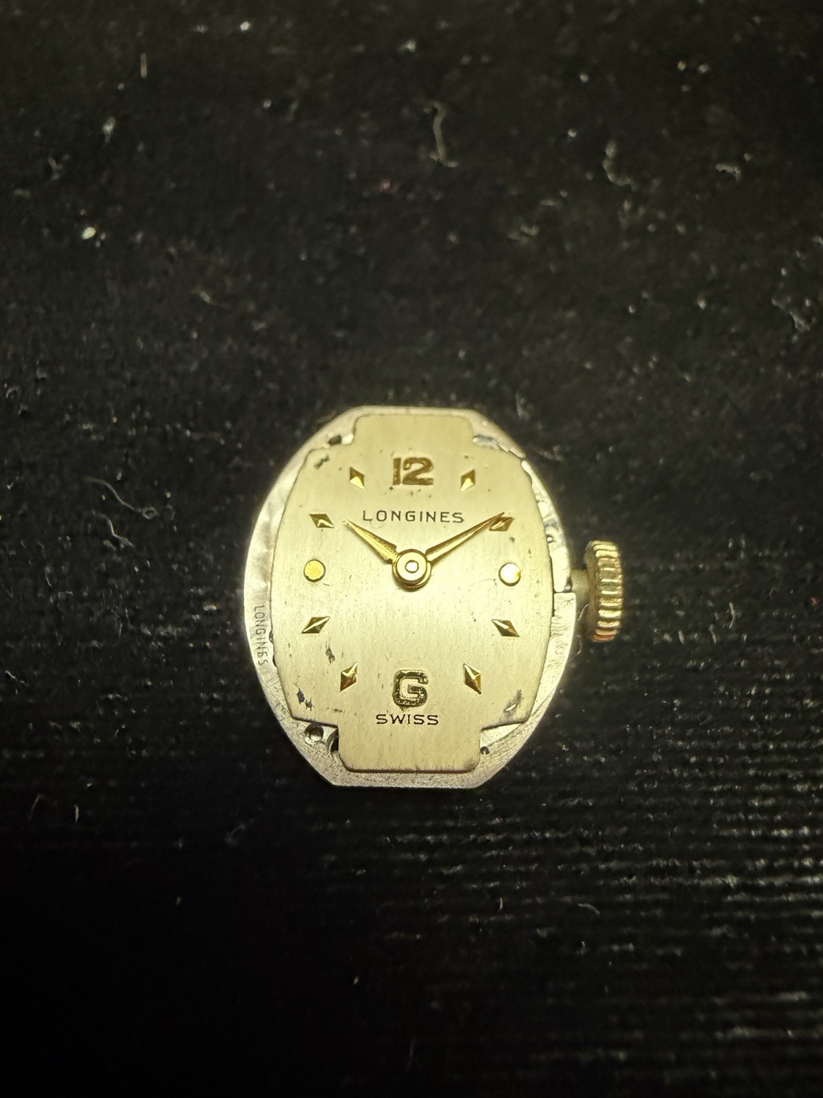 LONGINES 5LN 17J WATCH MOVEMENT & DIAL VINTAGE FOR PARTS OR REPAIR