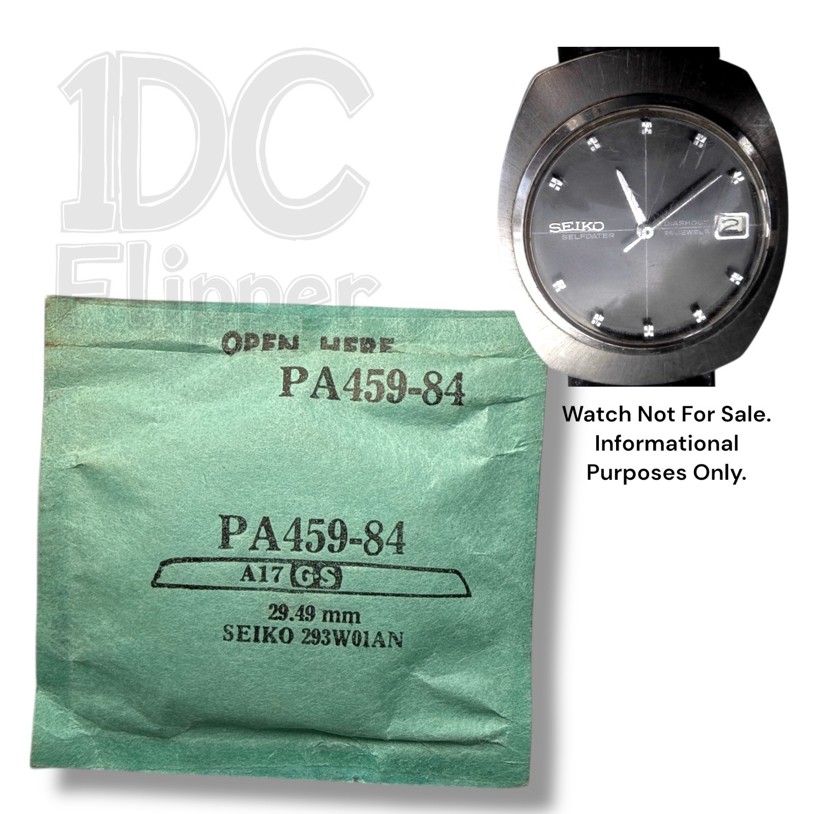 Seiko Watch Crystal 293W01AN G-S PA459-84 NOS Fits Seiko 6205-7980 CRY-1713