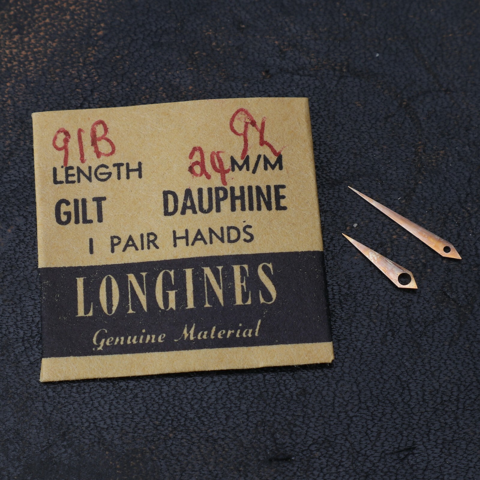 NOS Longines 9L Gilt Dauphine Pair Hands 24mm Watch Part 91-B (#C6D9)