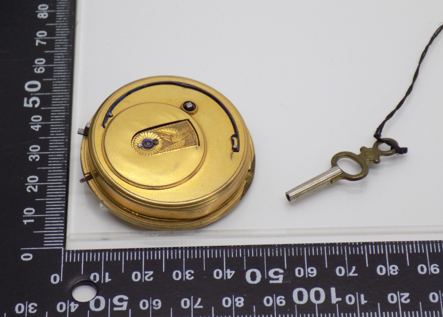 1805-1855 Joseph Johnson Verge Fusee Liverpool Pocket Watch Movement Part Key +