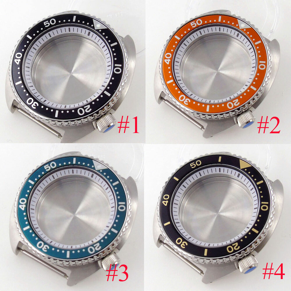 45mm White Chapter Ring Steel Watch Case Sapphire Glass fit NH35 NH36 movement