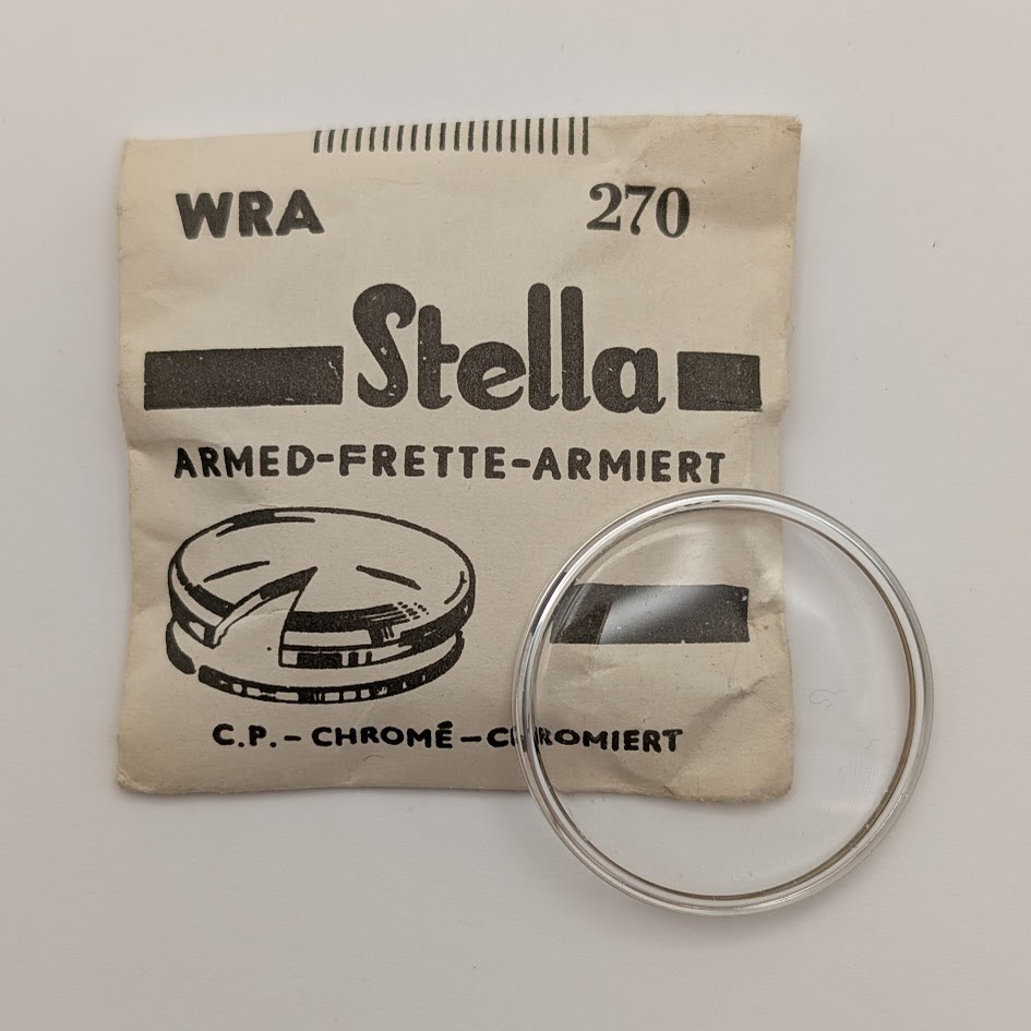 Stella WRA Watch Crystal 27.0mm NOS w/ Silver Tension Ring Armored (BB Crystal)
