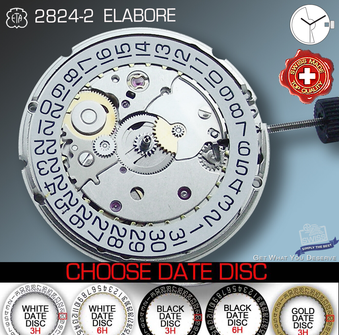 MOVEMENT AUTOMATIC ETA 2824-2, ELABORE, ST-CREWS, 5 DATE VARIATIONS SWISS MADE