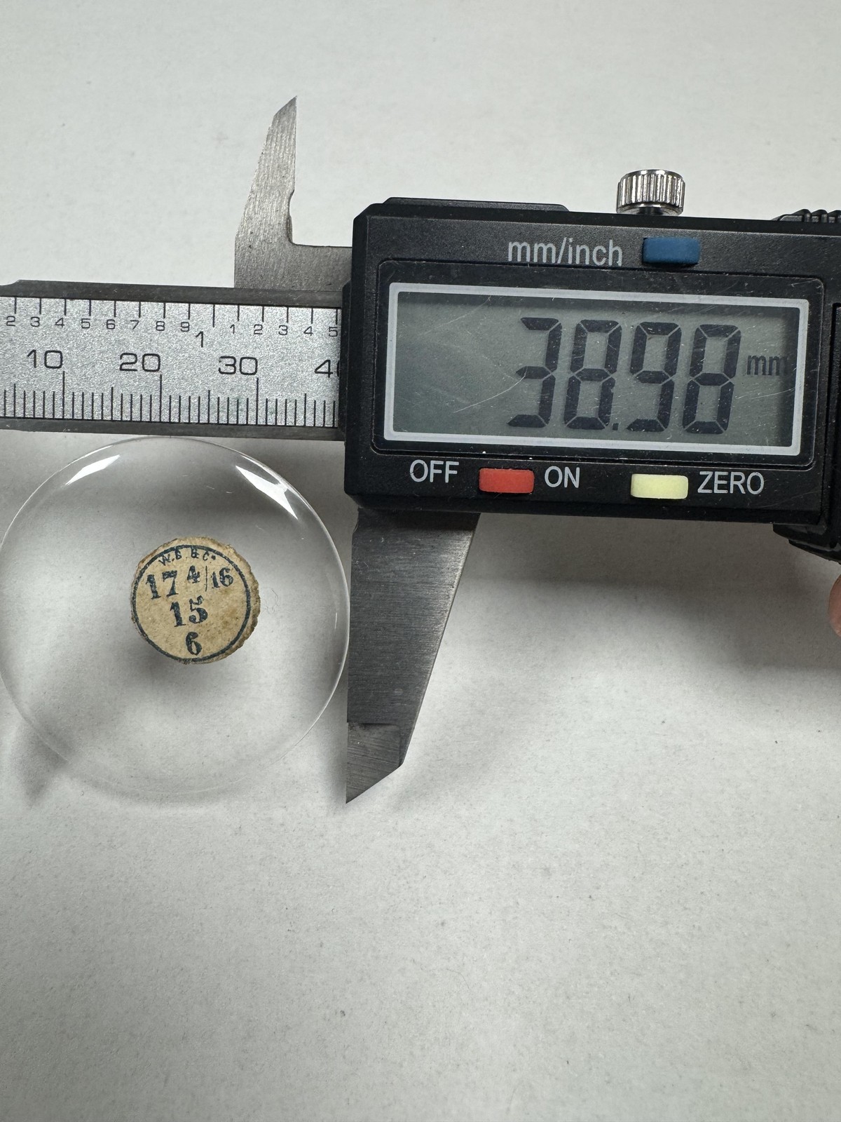 Vintage W.B.&C. Pocket Watch Mineral Crystal Domed 38.98mm 17 4/16 15 6 Clear