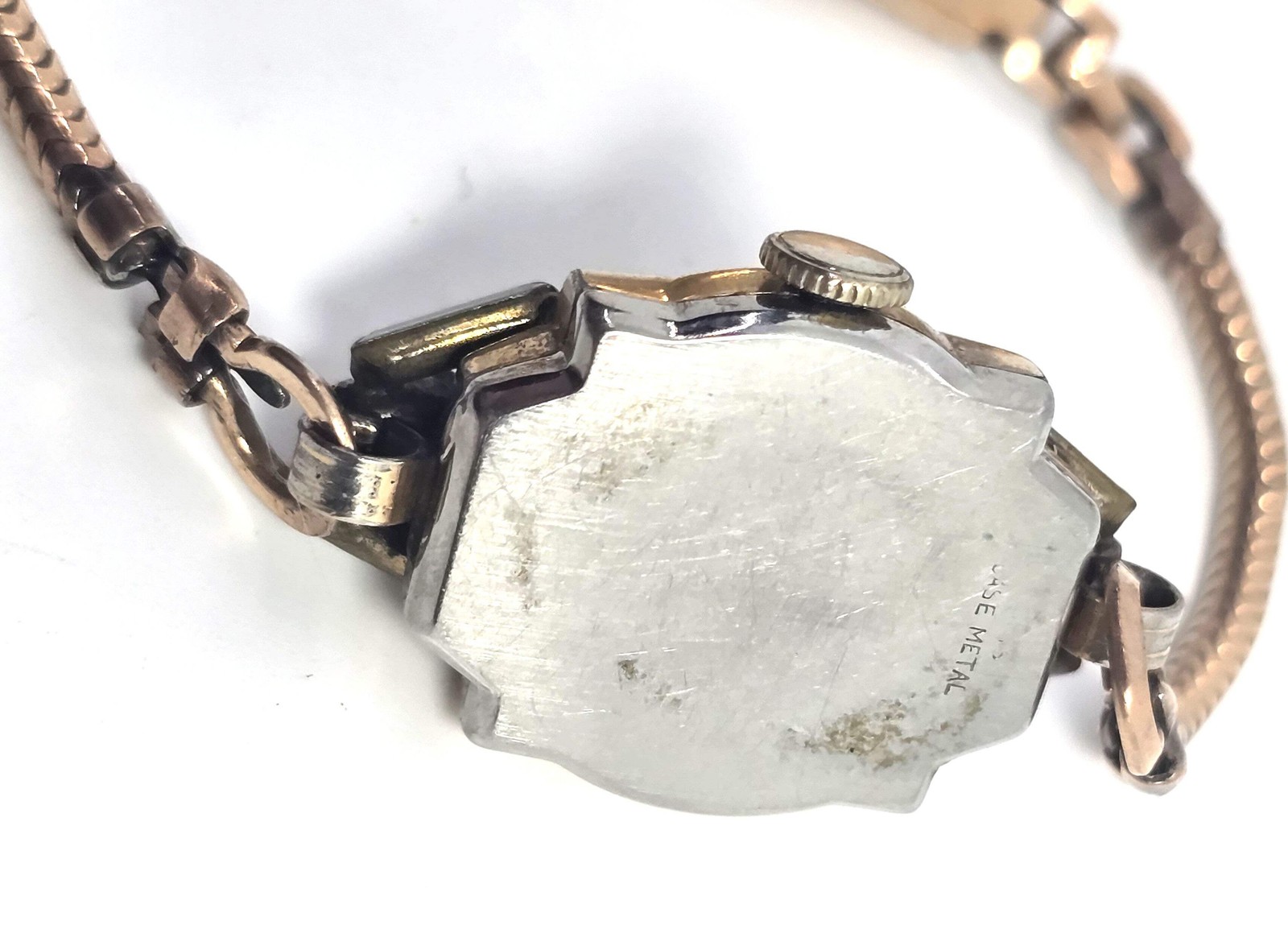 Art Deco Clinton gold filled wind up 17 jewel watch missing crystal face PARTS