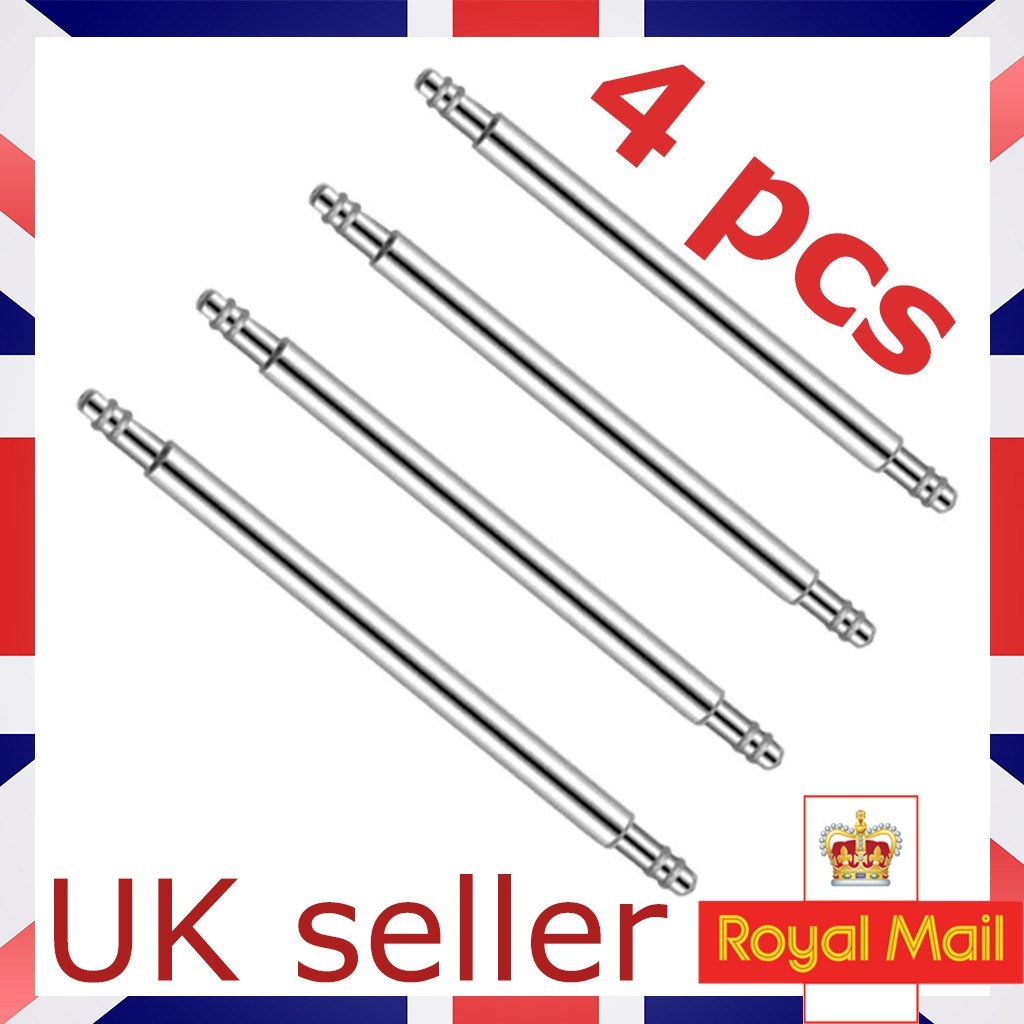 4x Watch Strap Spring Bars Pins Stainless Steel 8mm-25mm UK
