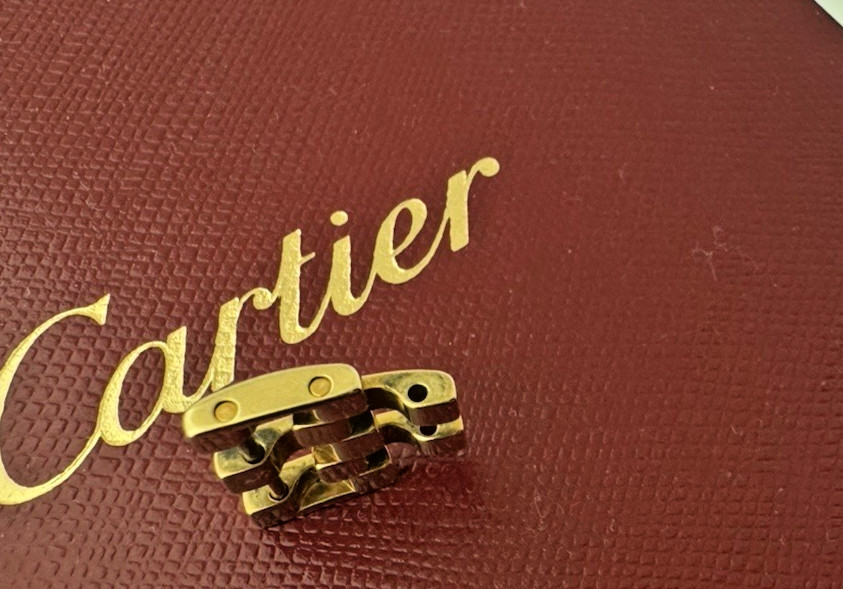 Cartier Watch Bracelet Link Panther 18k Yellow Gold 15mm RARE TWO Screws SWISS