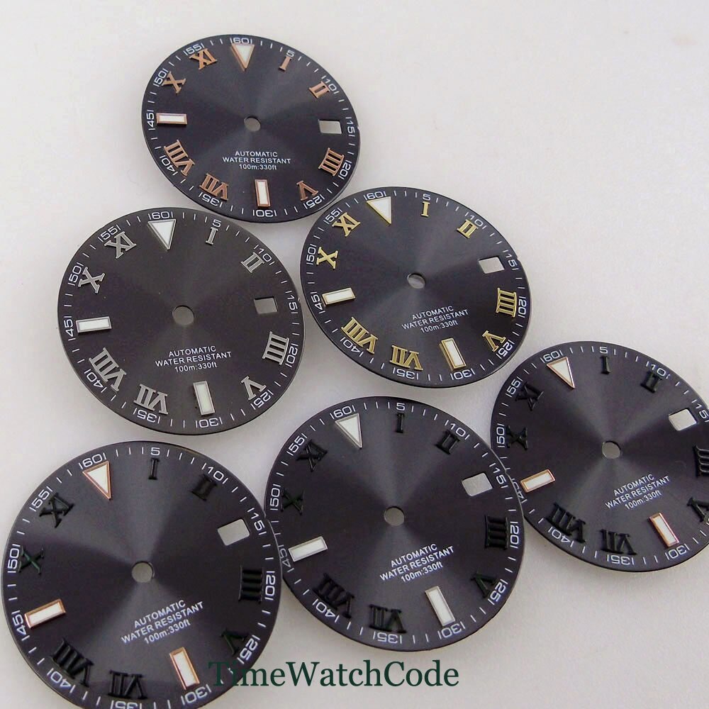29mm Gray Sunburst Watch Dial Face Accessories for NH35 NH36 Automatic Movement
