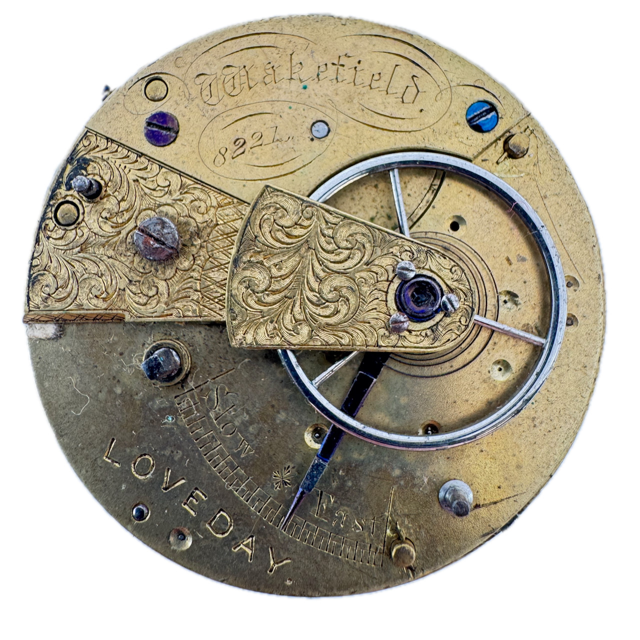 Antique 45mm Loveday Wakerfield Key Fusee Pocket Watch Movement Great Britain