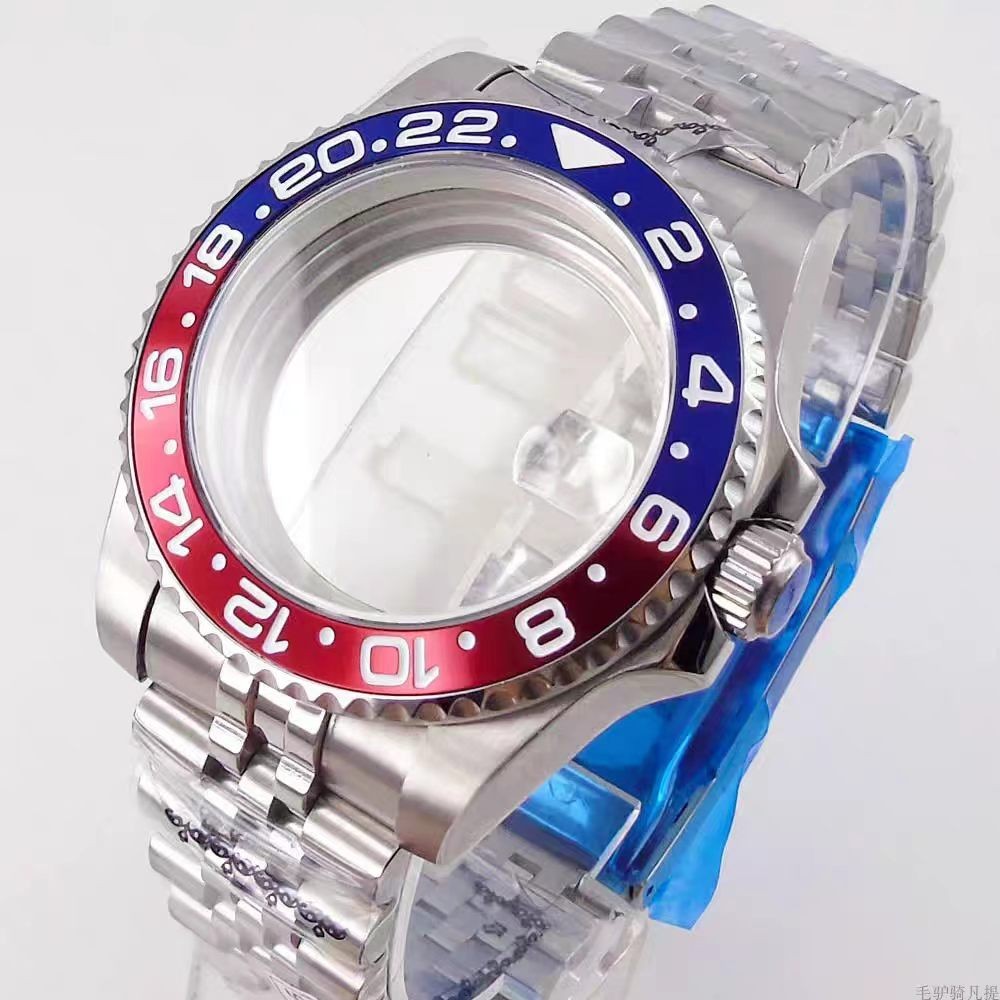 Fit NH34 NH35A-40MM 24 Hour Pepsi Unidirectional bezel 20ATM Watch Case Sapphire