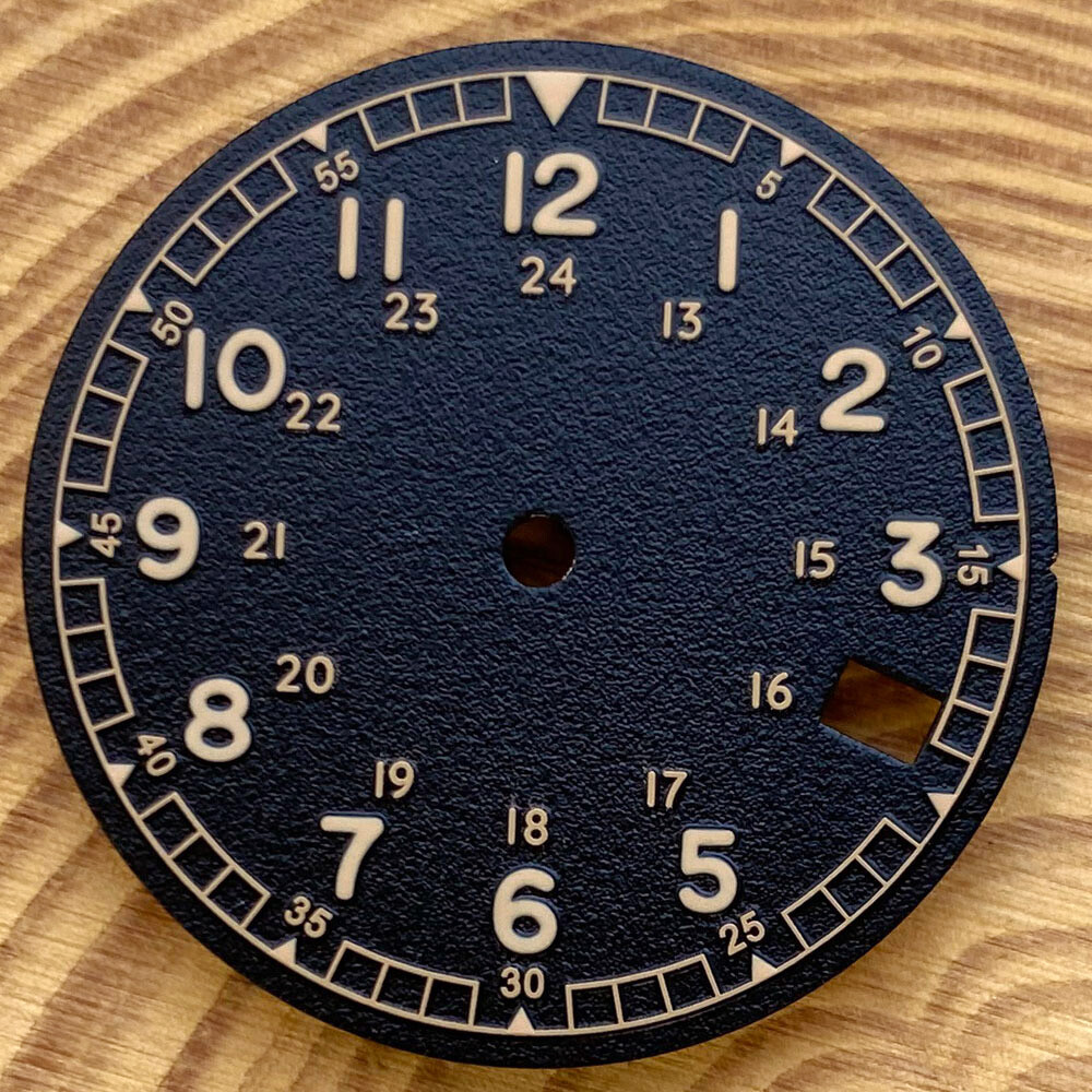 Vintage 29mm Watch Dial for NH35 Movement Black White Green Lume 3.8 Date Window