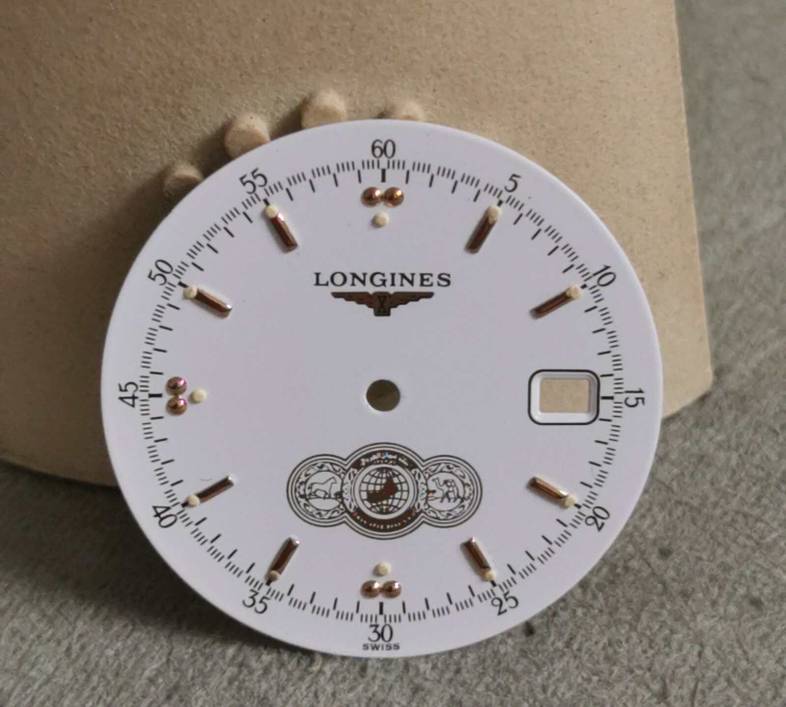 Longines Rare Original White Dial Uae Oman Bank Logo Golden Index Swiss 29 Mm