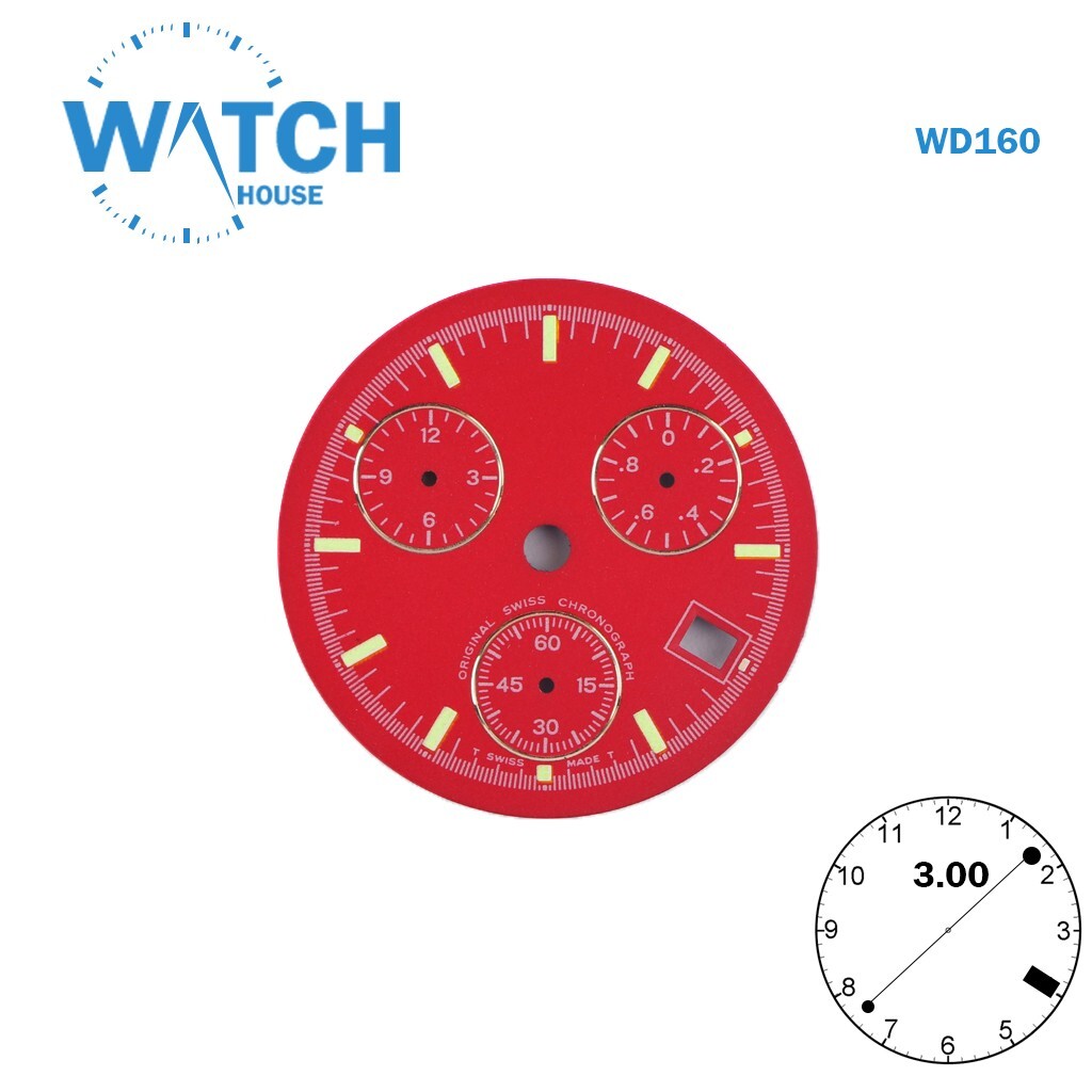 Original Swiss-Made Red Dial Fits Eta 251.264 or 251.262, Size 29.50mm.