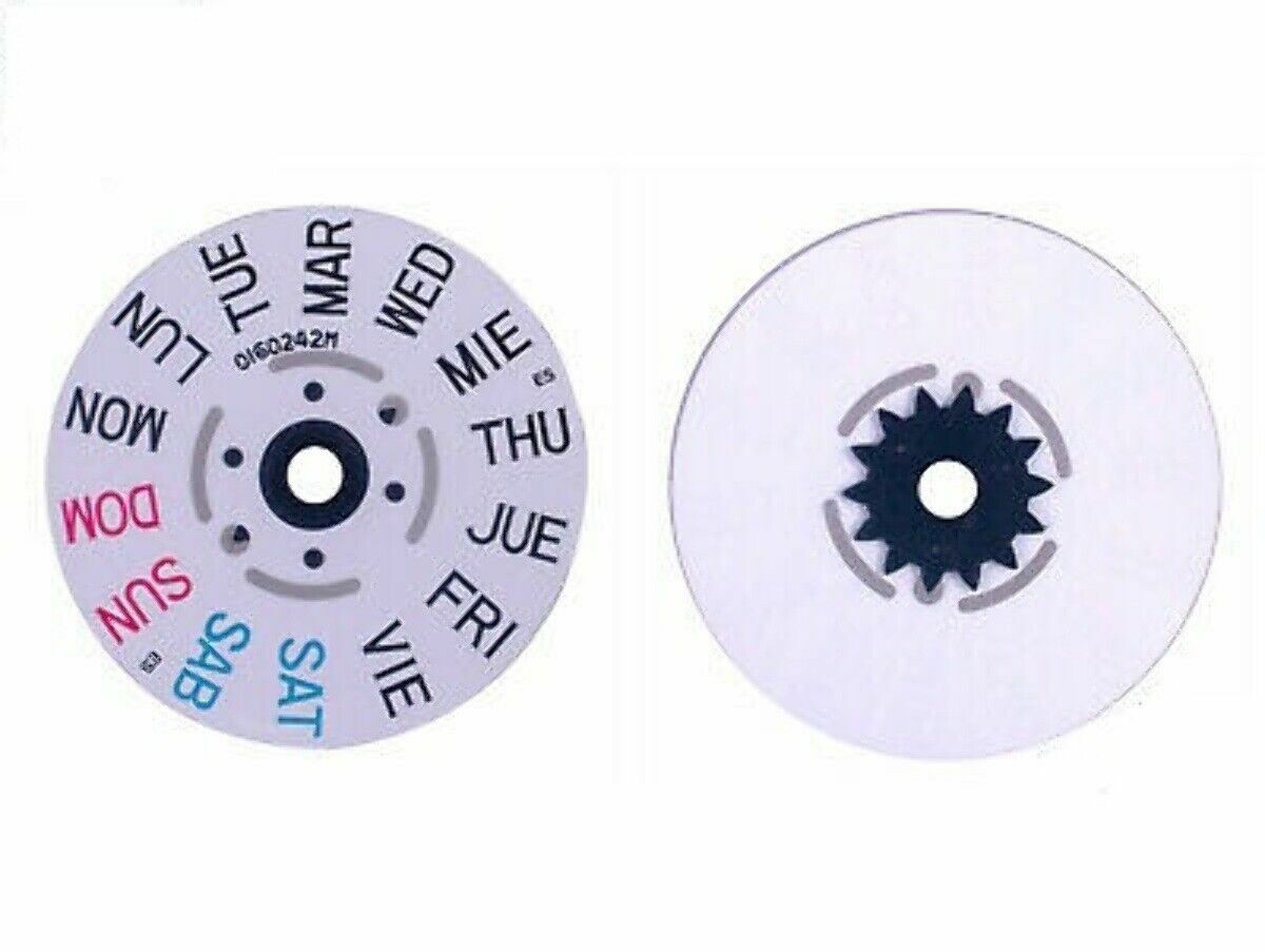 White English Spanish Day Wheel Disc 4 O’Clock Replacement For Seiko 7S26 7S36