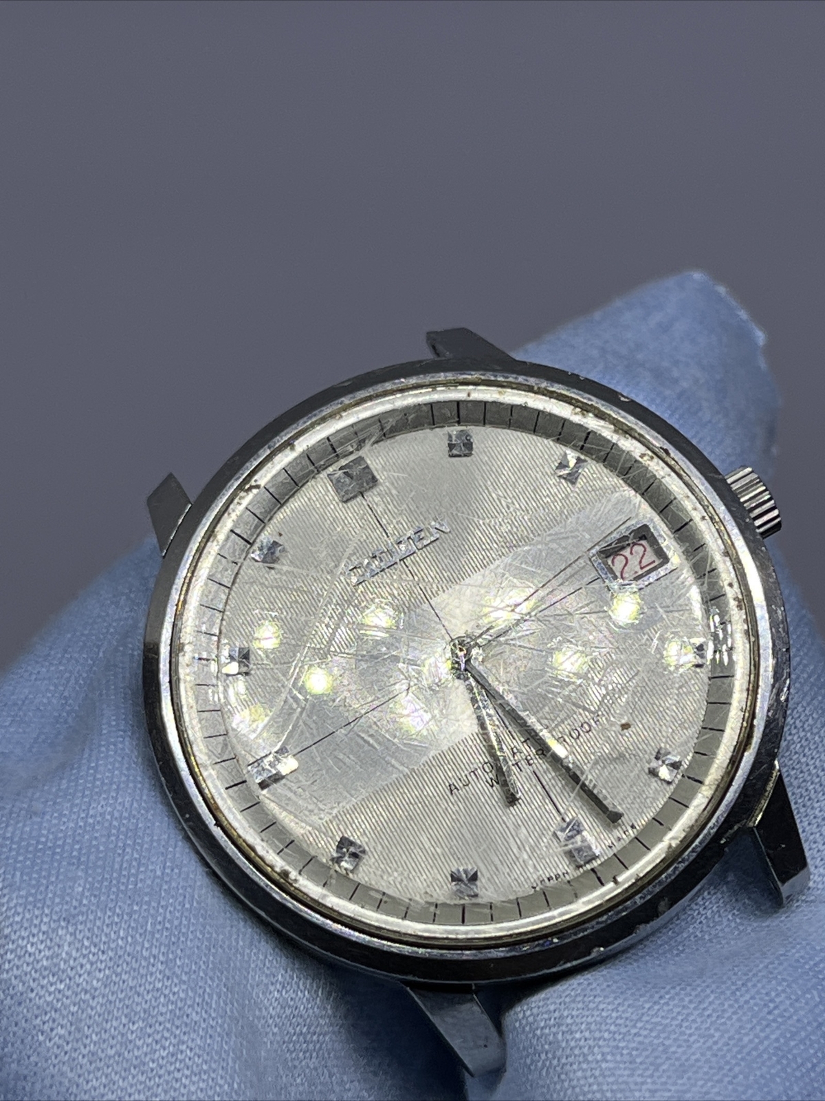 Vintage Gents Citizen Auto Date 2nd Hand Stainless Steel Wrist Watch 21 Jewels