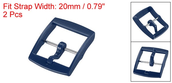 Watch Strap Clasp Plastic Buckle for 20mm Width Watch Bands Dark Blue 2 Pcs